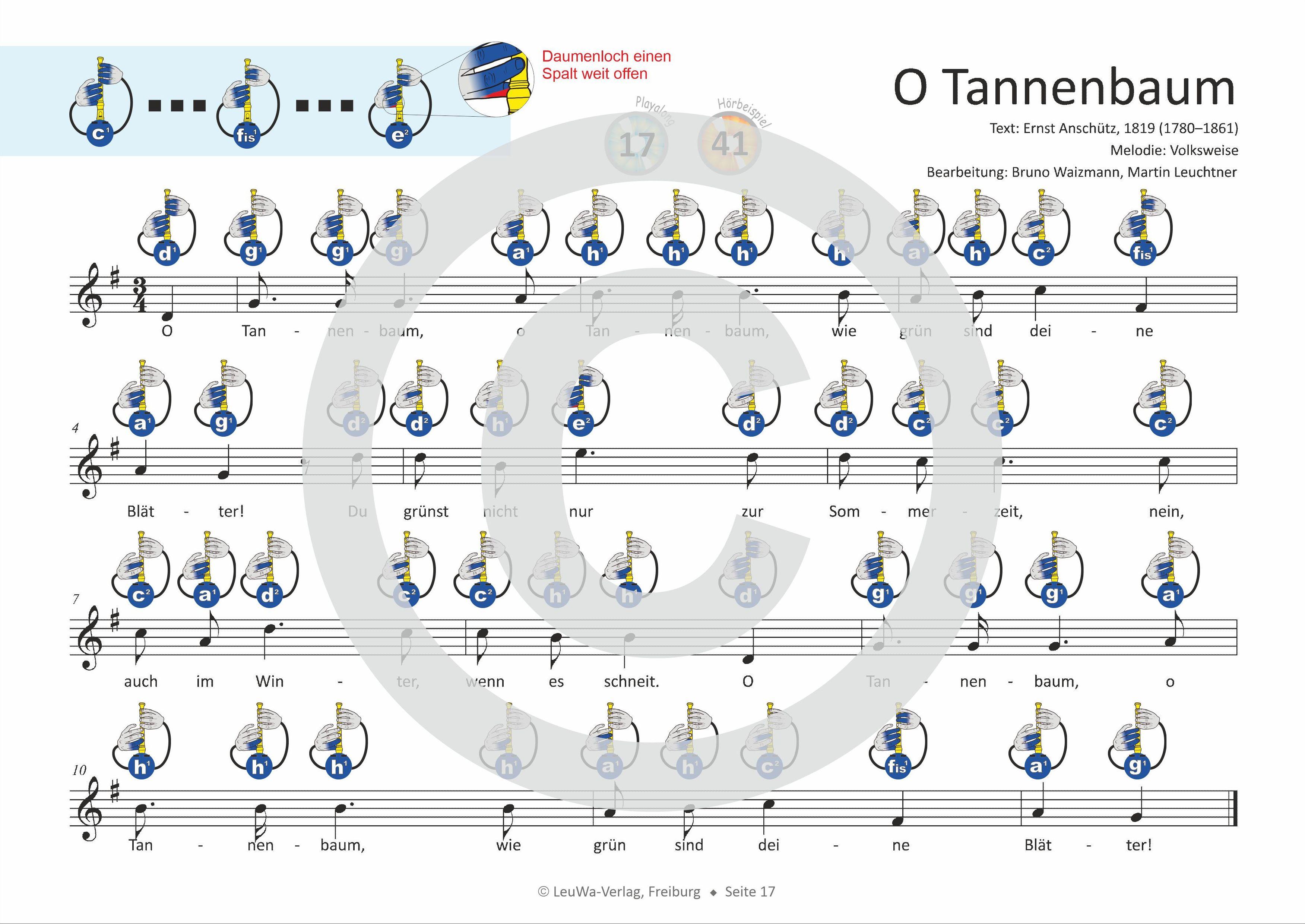 Beispielinhalt (Bild) Einfacher!-Geht-Nicht: 24 Weihnachtslieder für Sopran-Blockflöte (Barocke Griffweise) mit CD