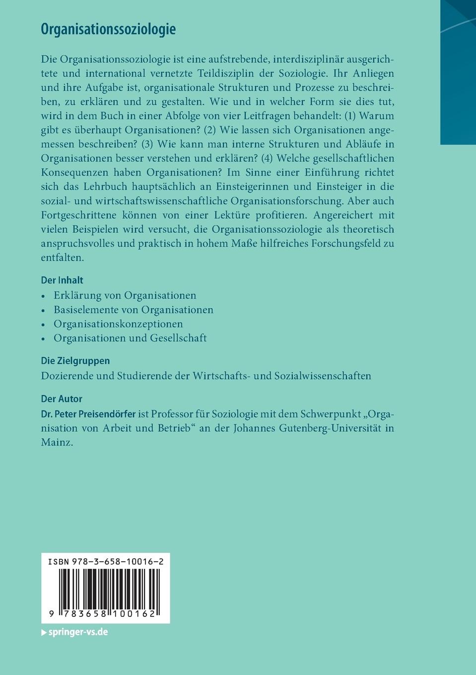 Rückseitencover Organisationssoziologie