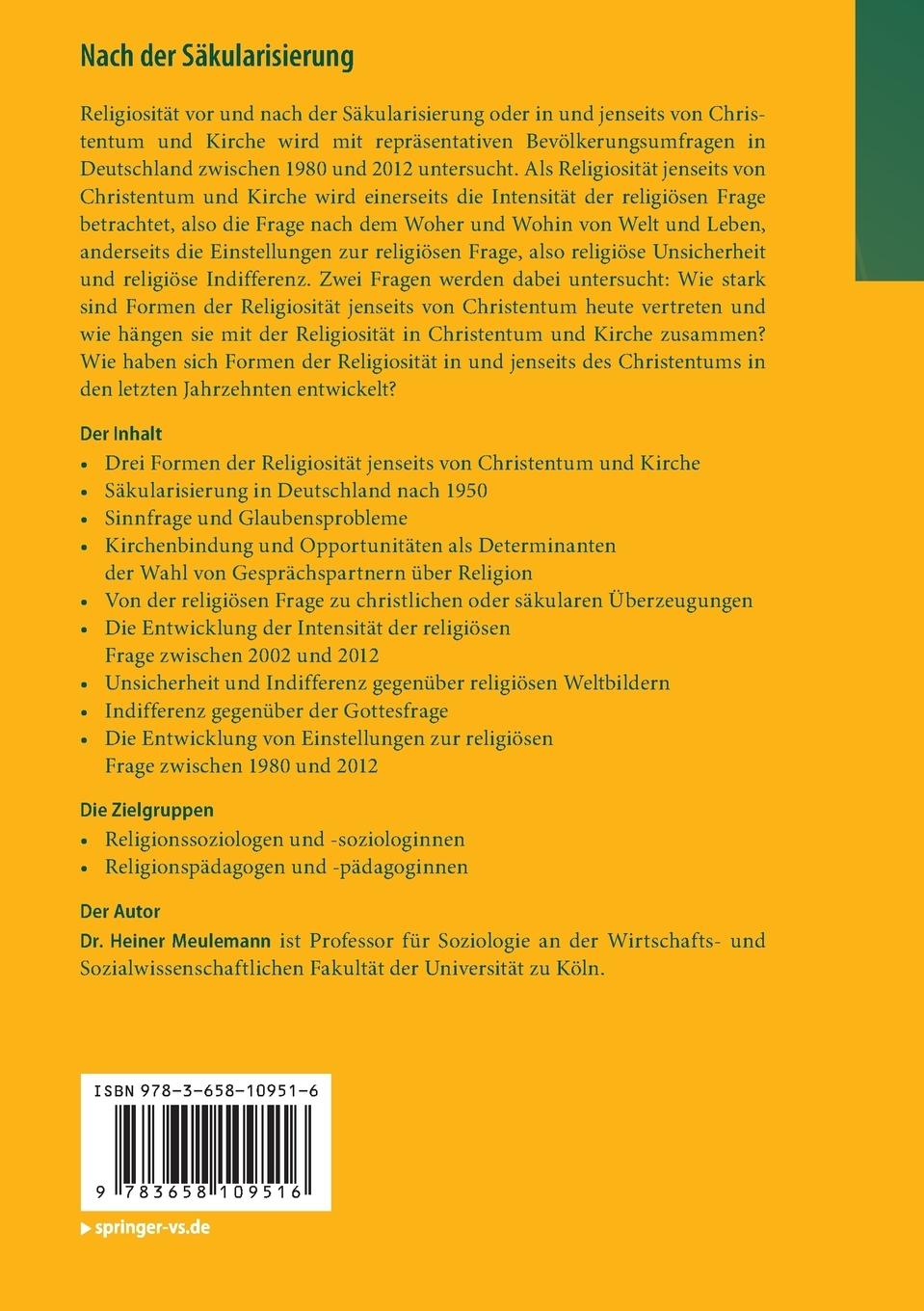Rückseitencover Nach der Säkularisierung