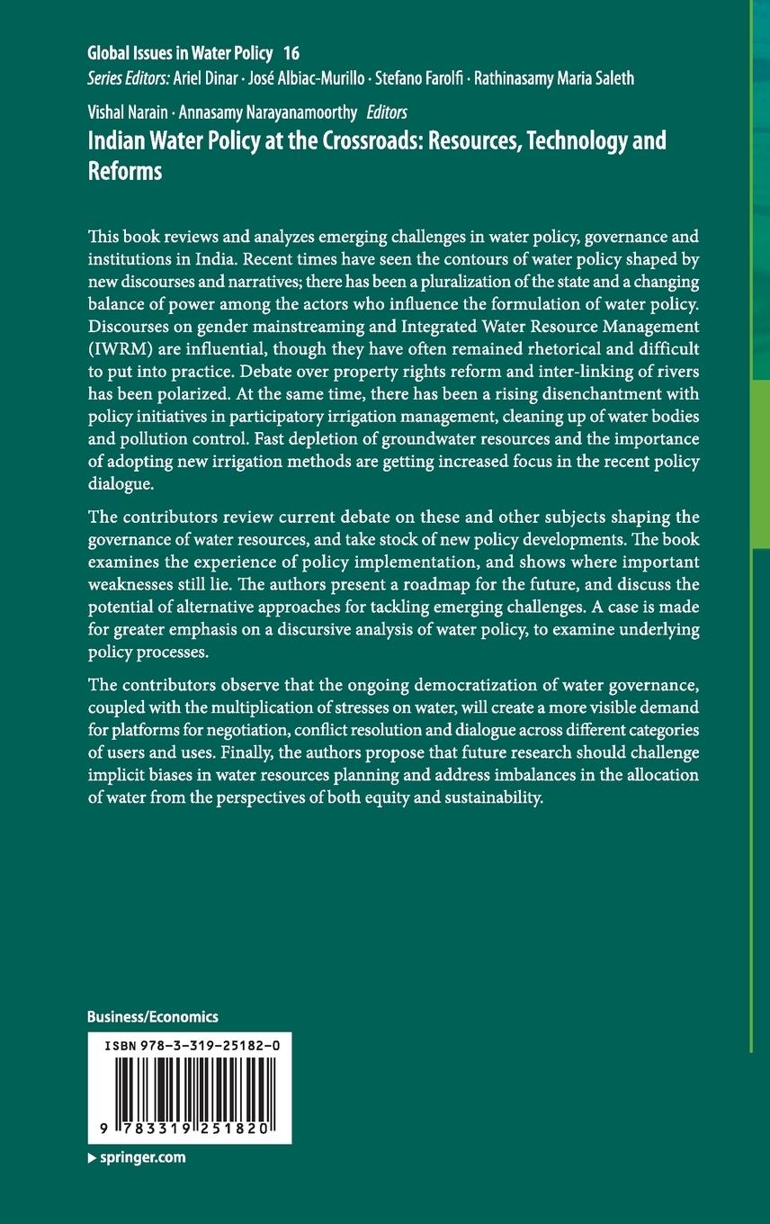 Rückseitencover Indian Water Policy at the Crossroads: Resources, Technology and Reforms