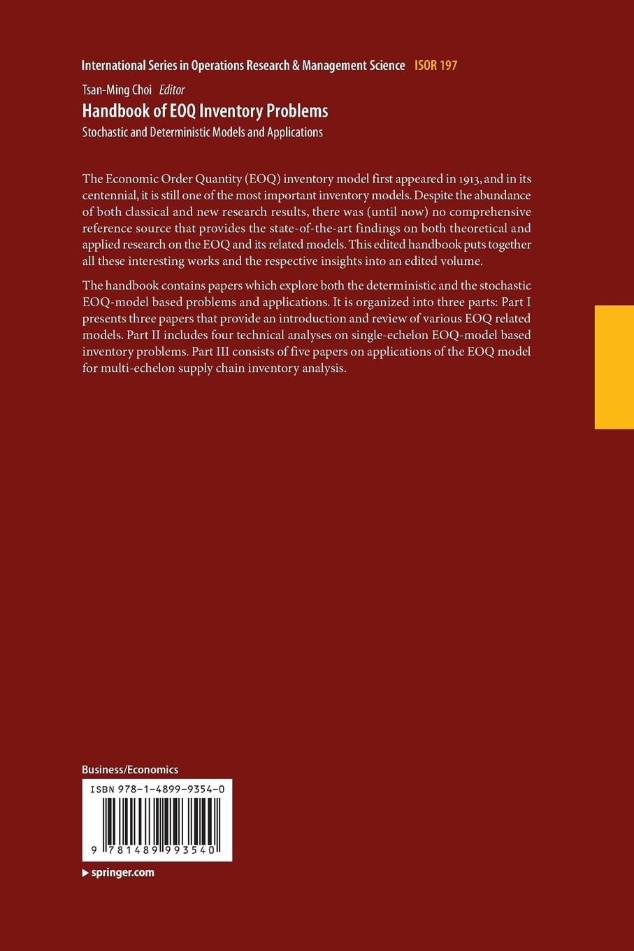 Rückseitencover Handbook of EOQ Inventory Problems