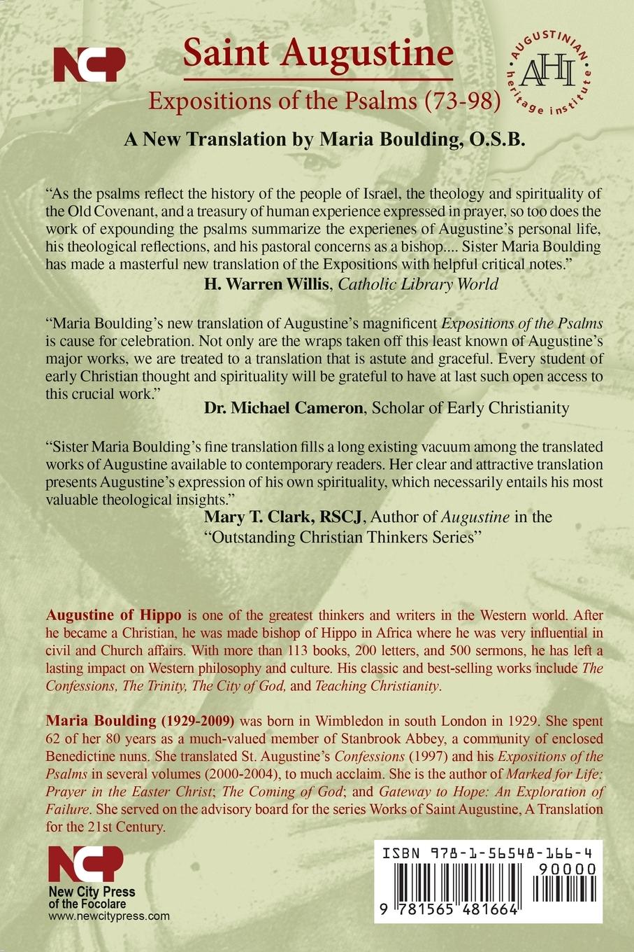 Rückseitencover Expositions of the Psalms Vol. 4, PS 73-98