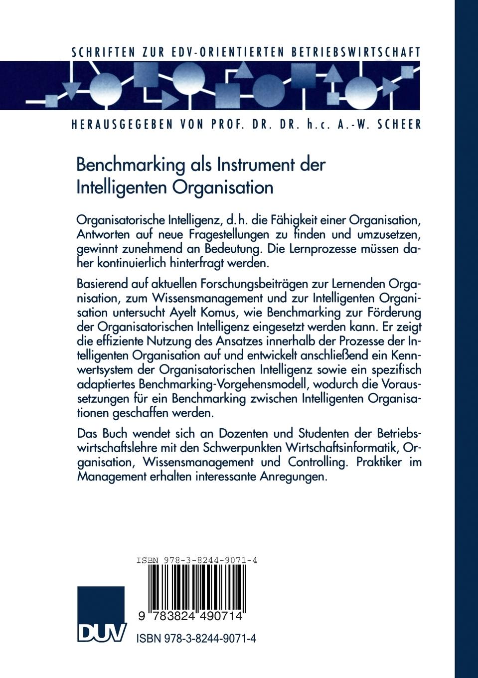 Rückseitencover Benchmarking als Instrument der Intelligenten Organisation