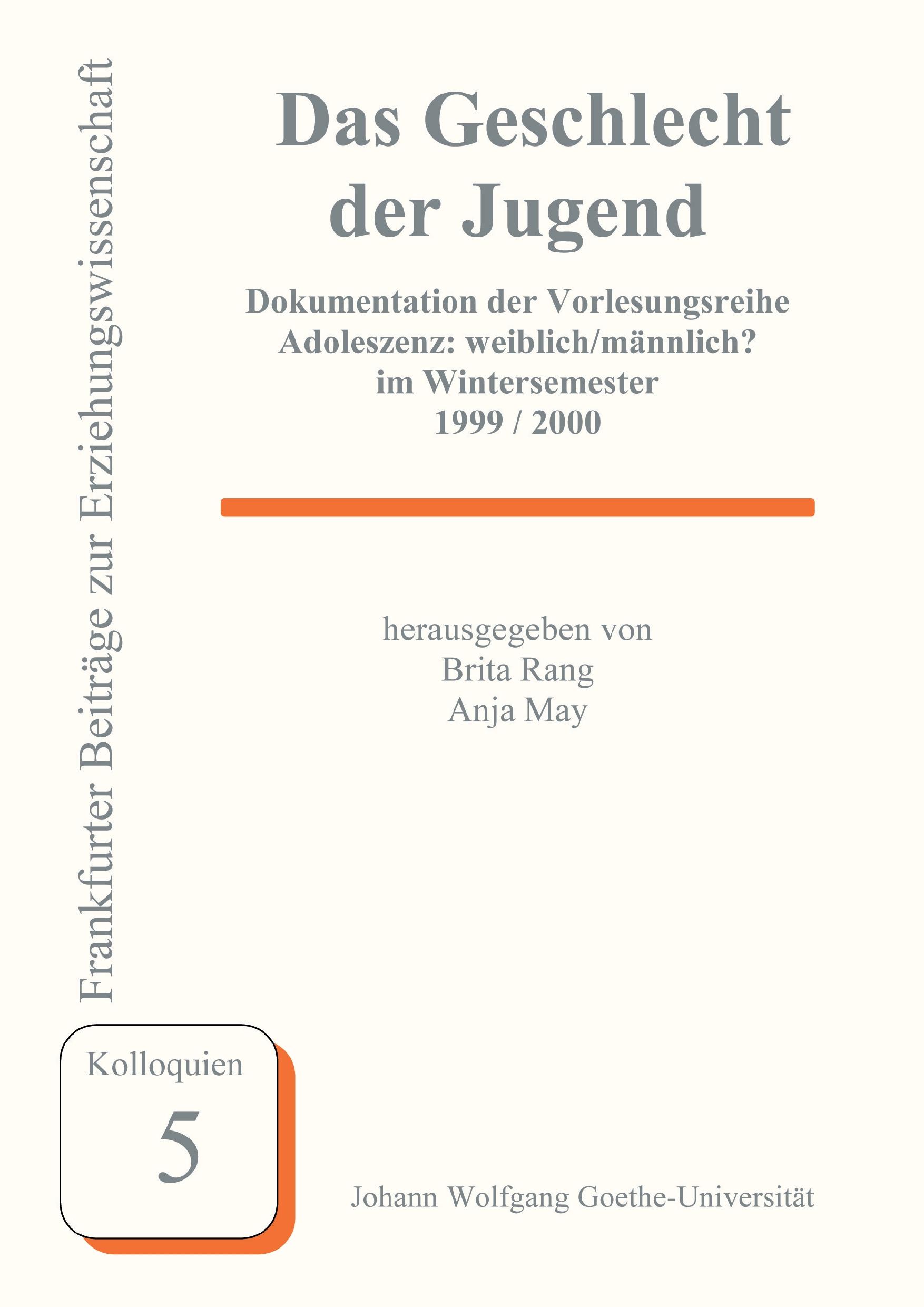 Vorderes Coverbild Das Geschlecht der Jugend