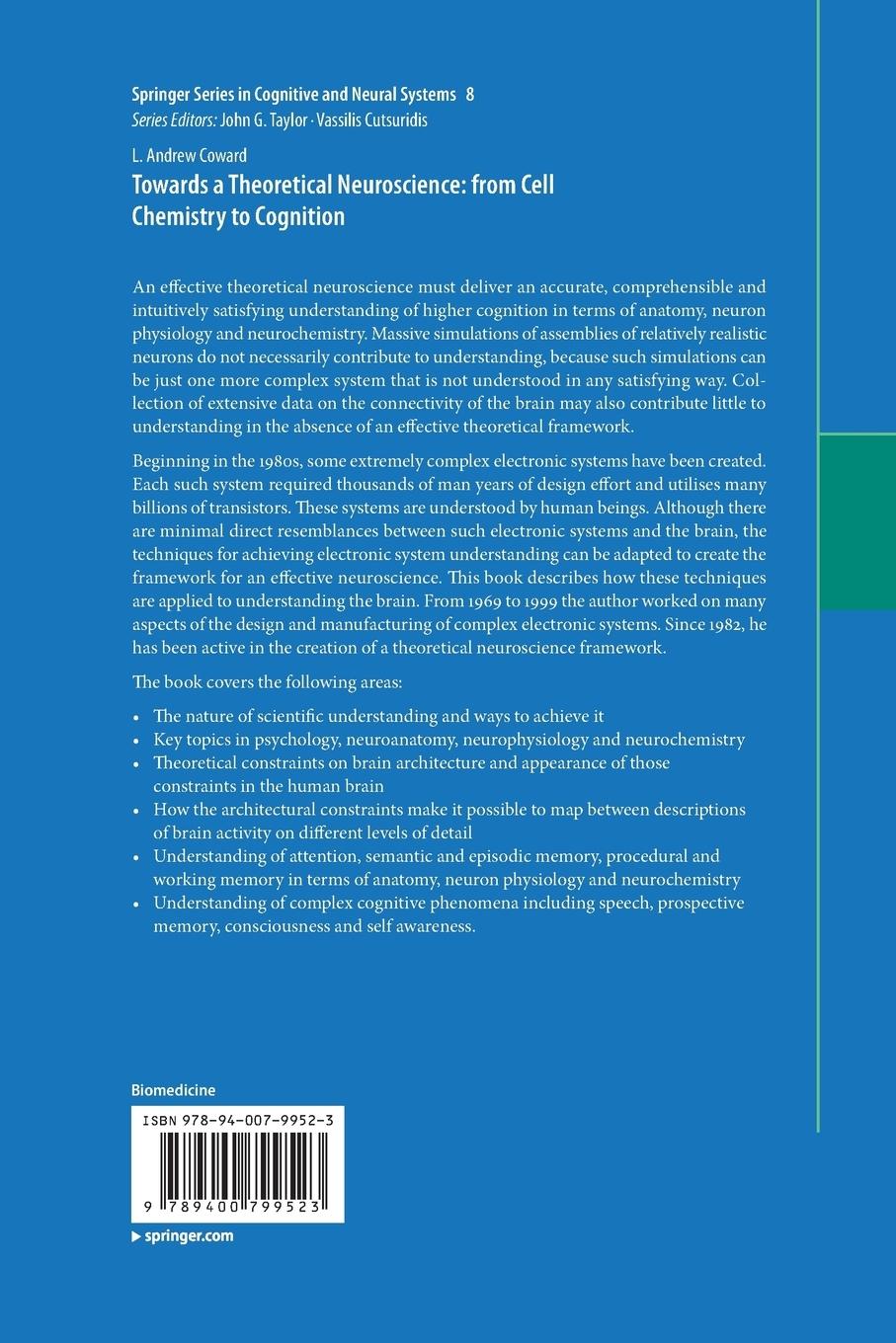 Rückseitencover Towards a Theoretical Neuroscience: from Cell Chemistry to Cognition