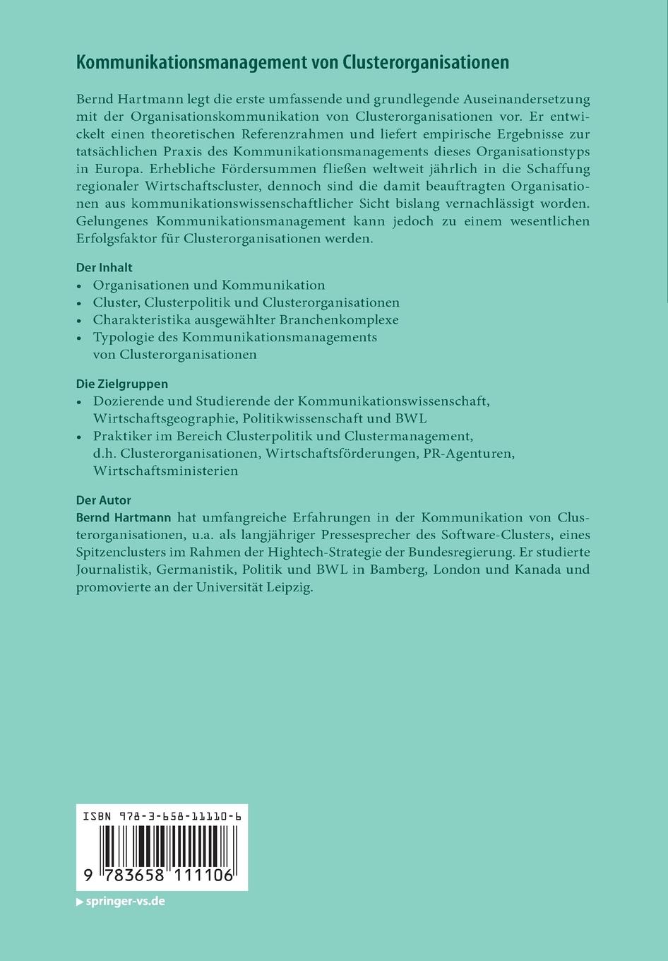 Rückseitencover Kommunikationsmanagement von Clusterorganisationen