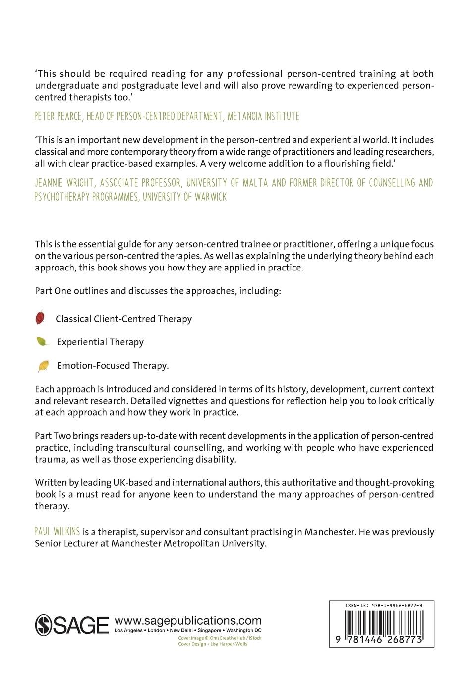 Rückseitencover Person-centred and Experiential Therapies