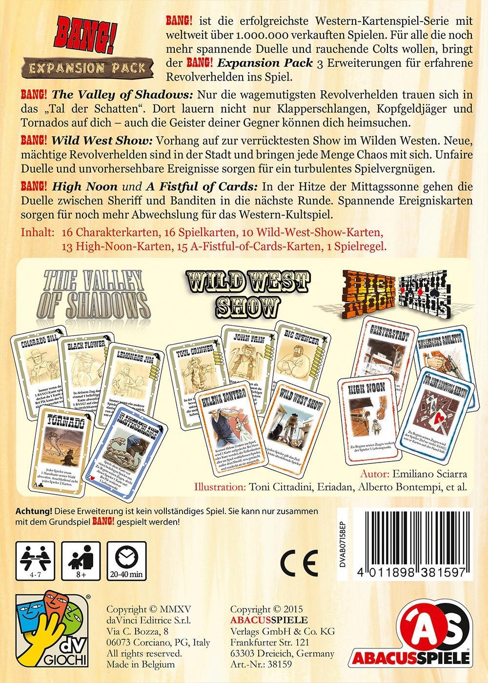 Beispielinhalt (Bild) BANG! Expansion Pack Erweiterung