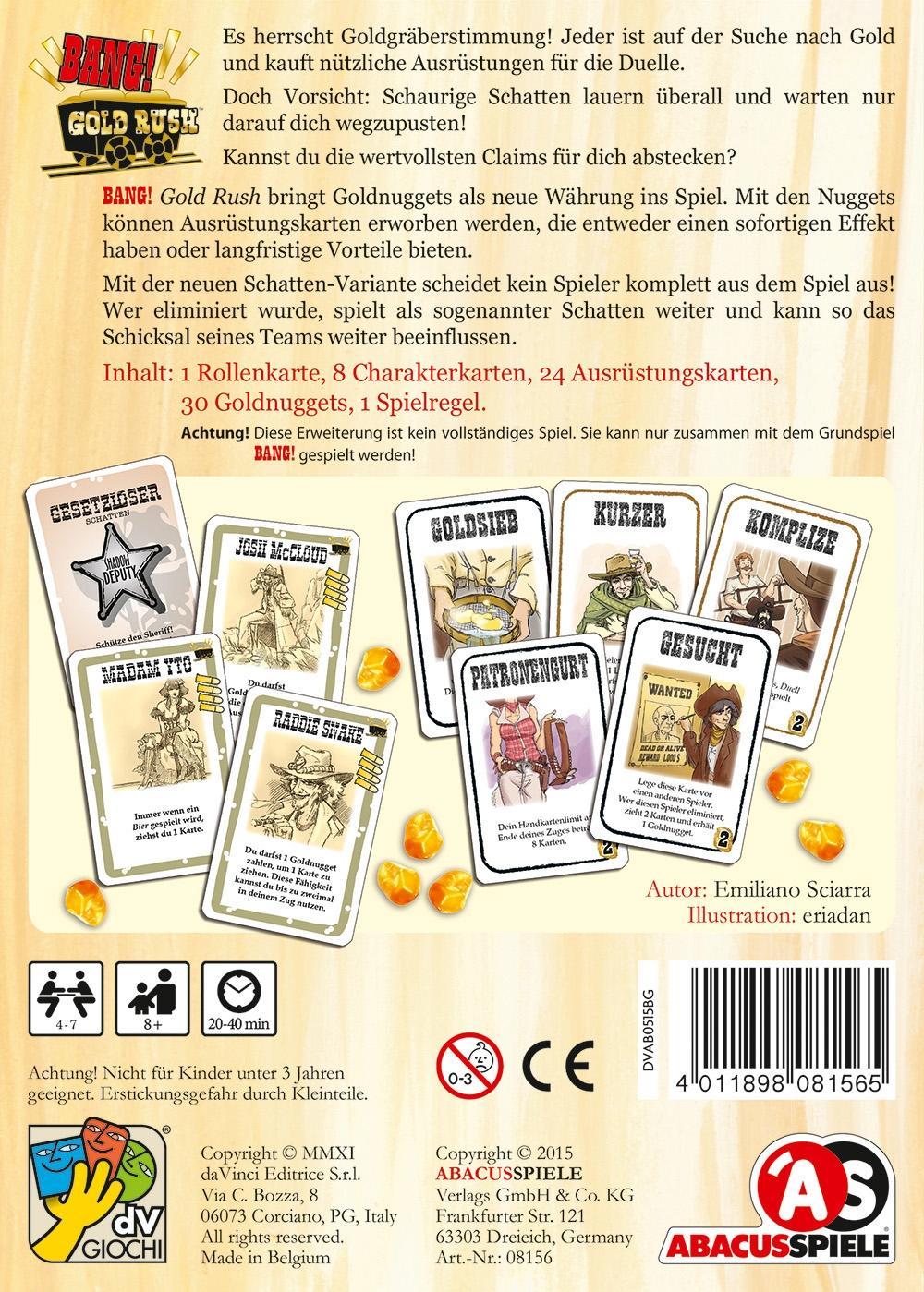 Beispielinhalt (Bild) BANG! Gold Rush Erweiterung