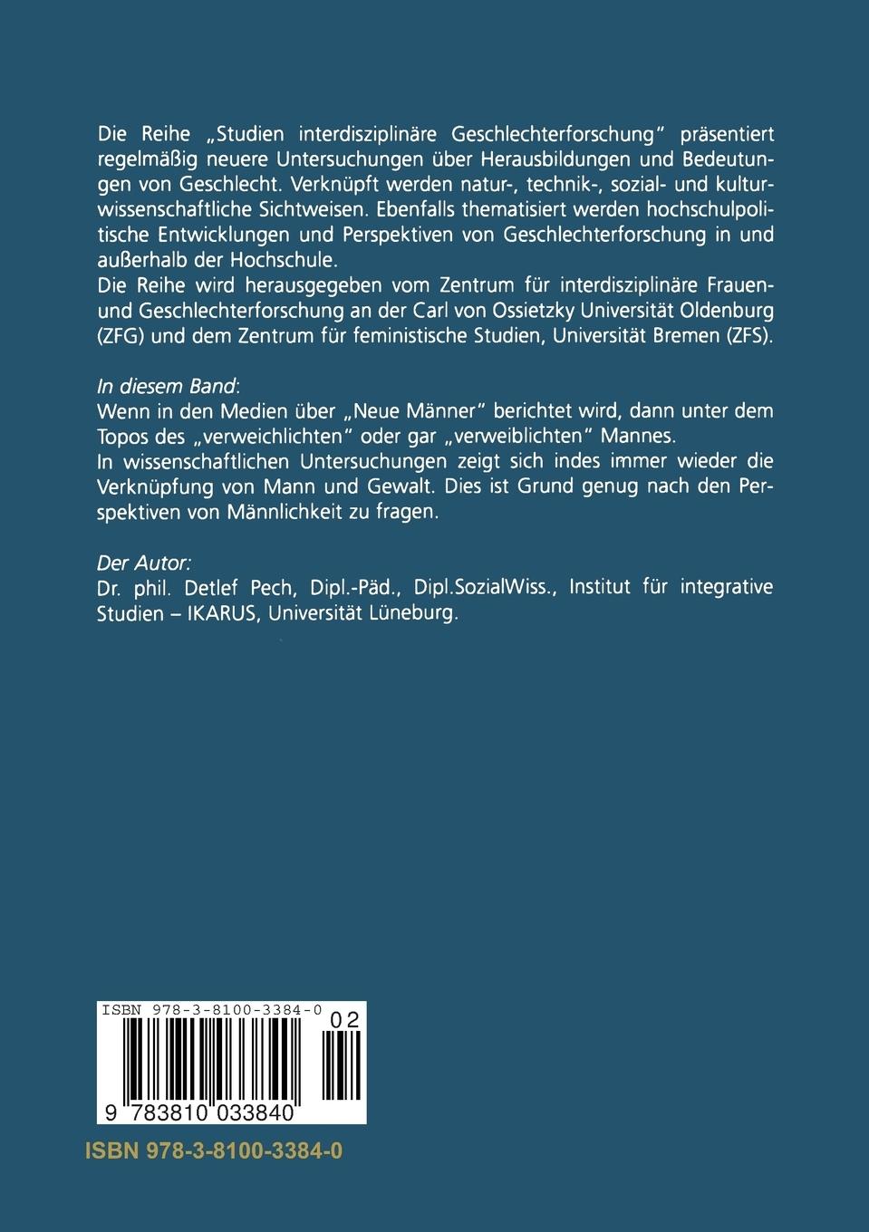 Rückseitencover "Neue Männer" und Gewalt