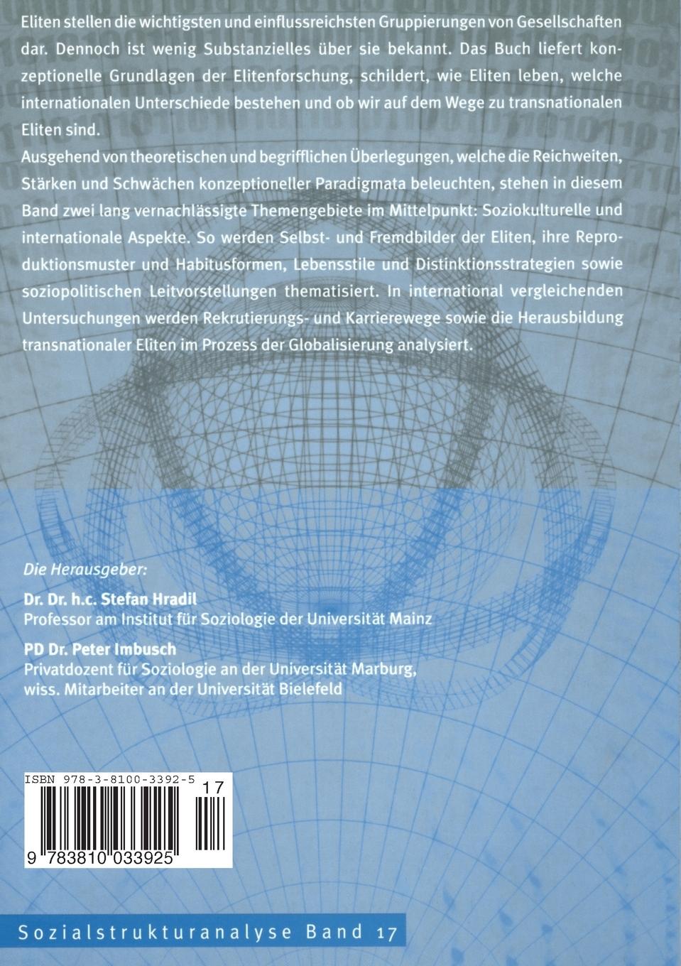 Rückseitencover Oberschichten - Eliten - Herrschende Klassen