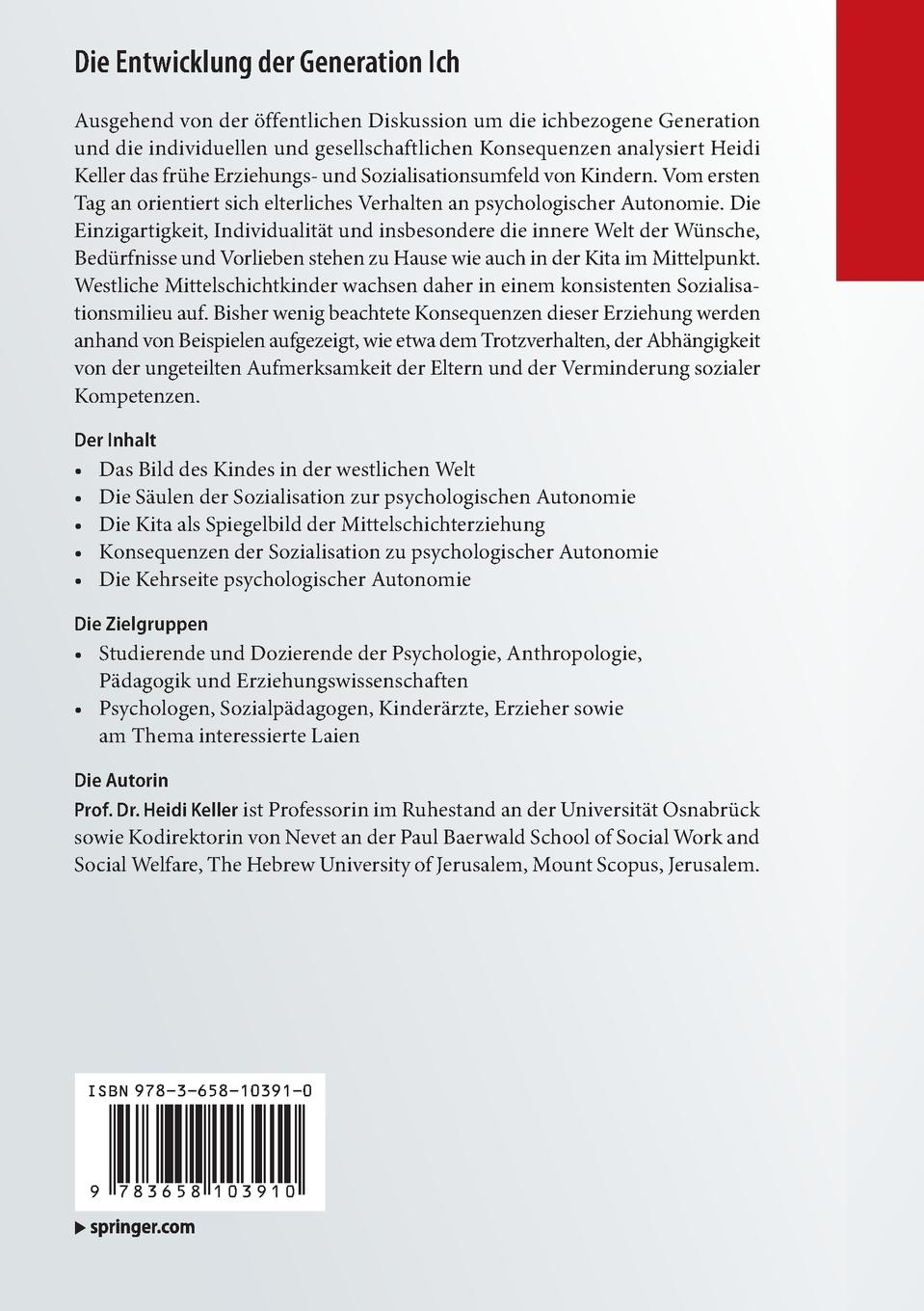 Rückseitencover Die Entwicklung der Generation Ich