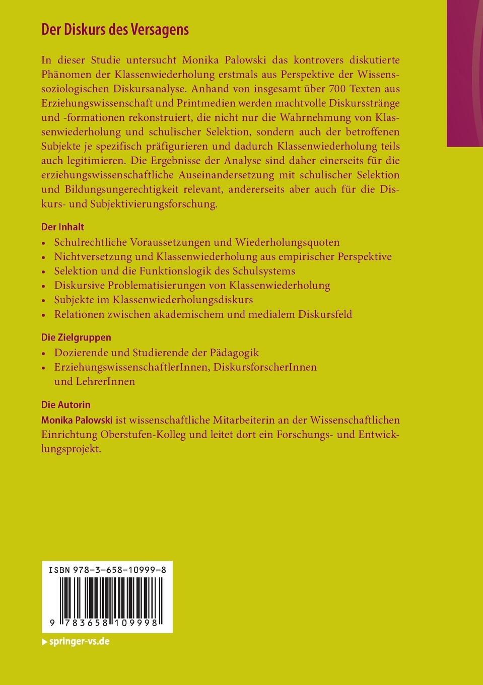 Rückseitencover Der Diskurs des Versagens