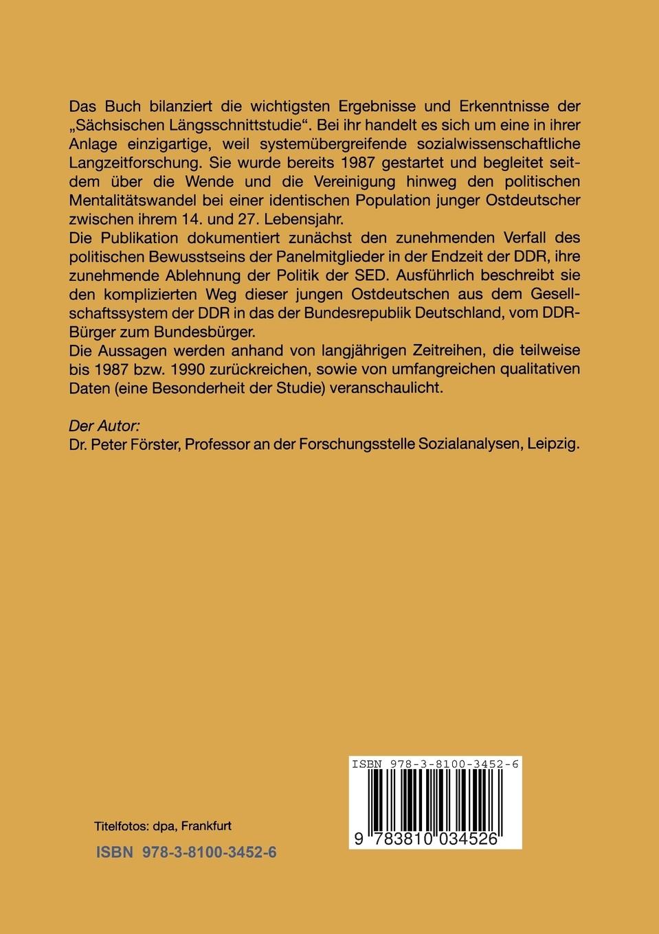 Rückseitencover Junge Ostdeutsche auf der Suche nach der Freiheit