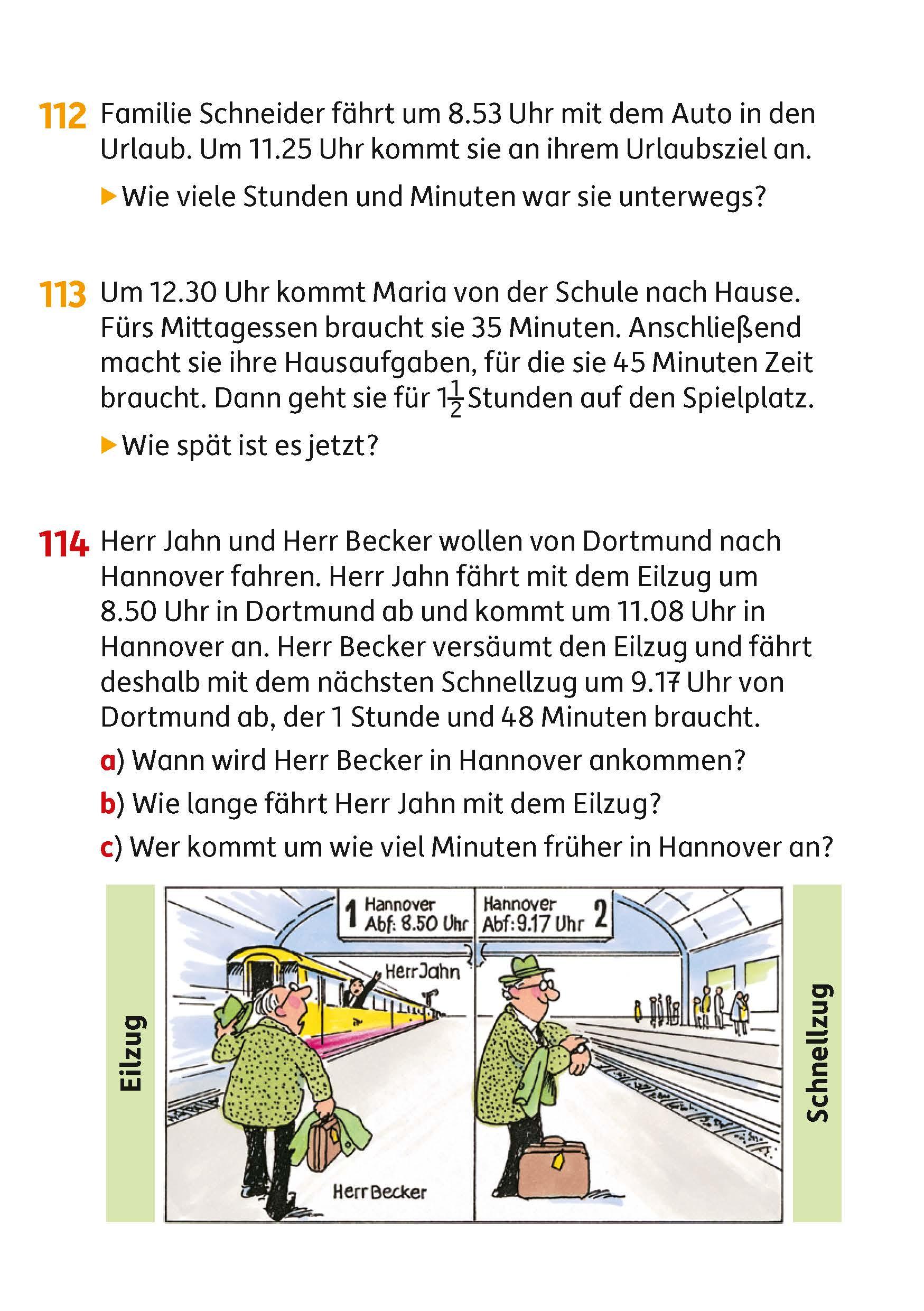 Beispielinhalt (Bild) Textaufgaben 3. Klasse