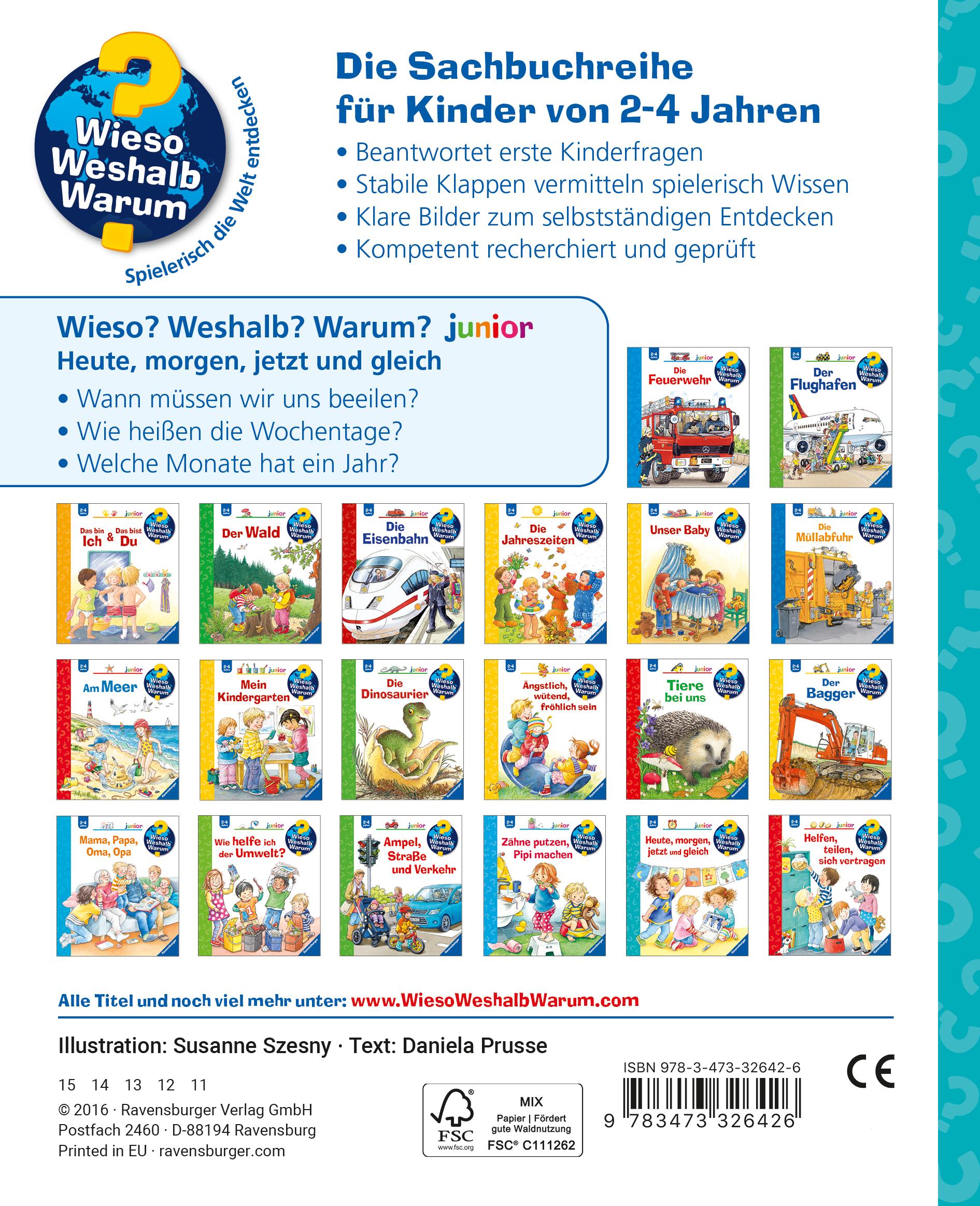 Rückseitencover Wieso? Weshalb? Warum? junior, Band 56: Heute, morgen, jetzt und gleich