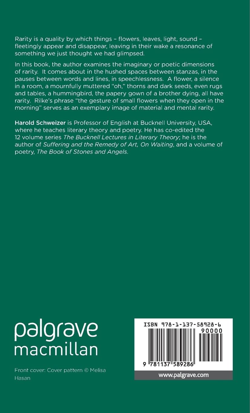 Rückseitencover Rarity and the Poetic