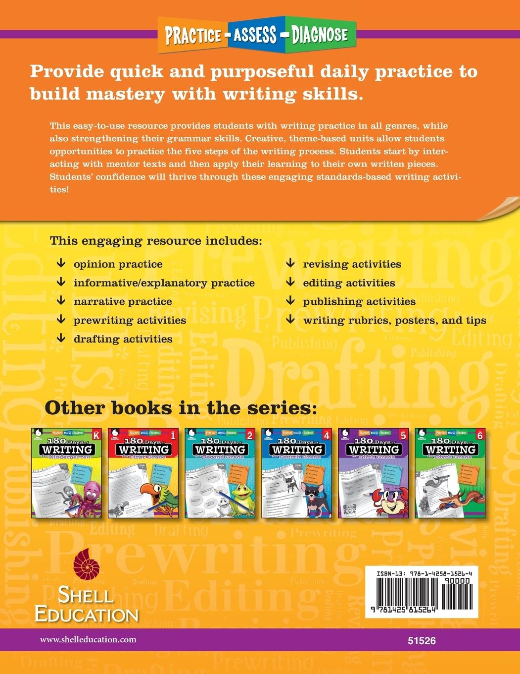 Rückseitencover 180 Days of Writing for Third Grade