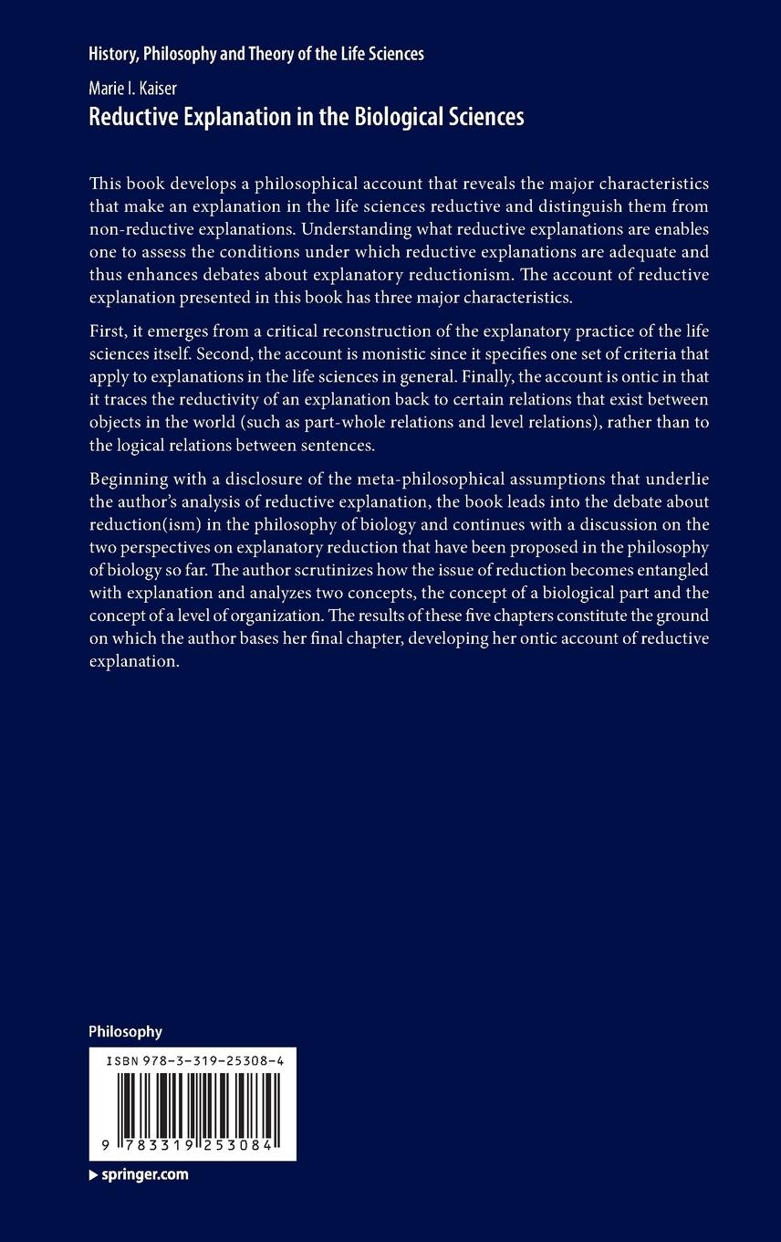 Rückseitencover Reductive Explanation in the Biological Sciences