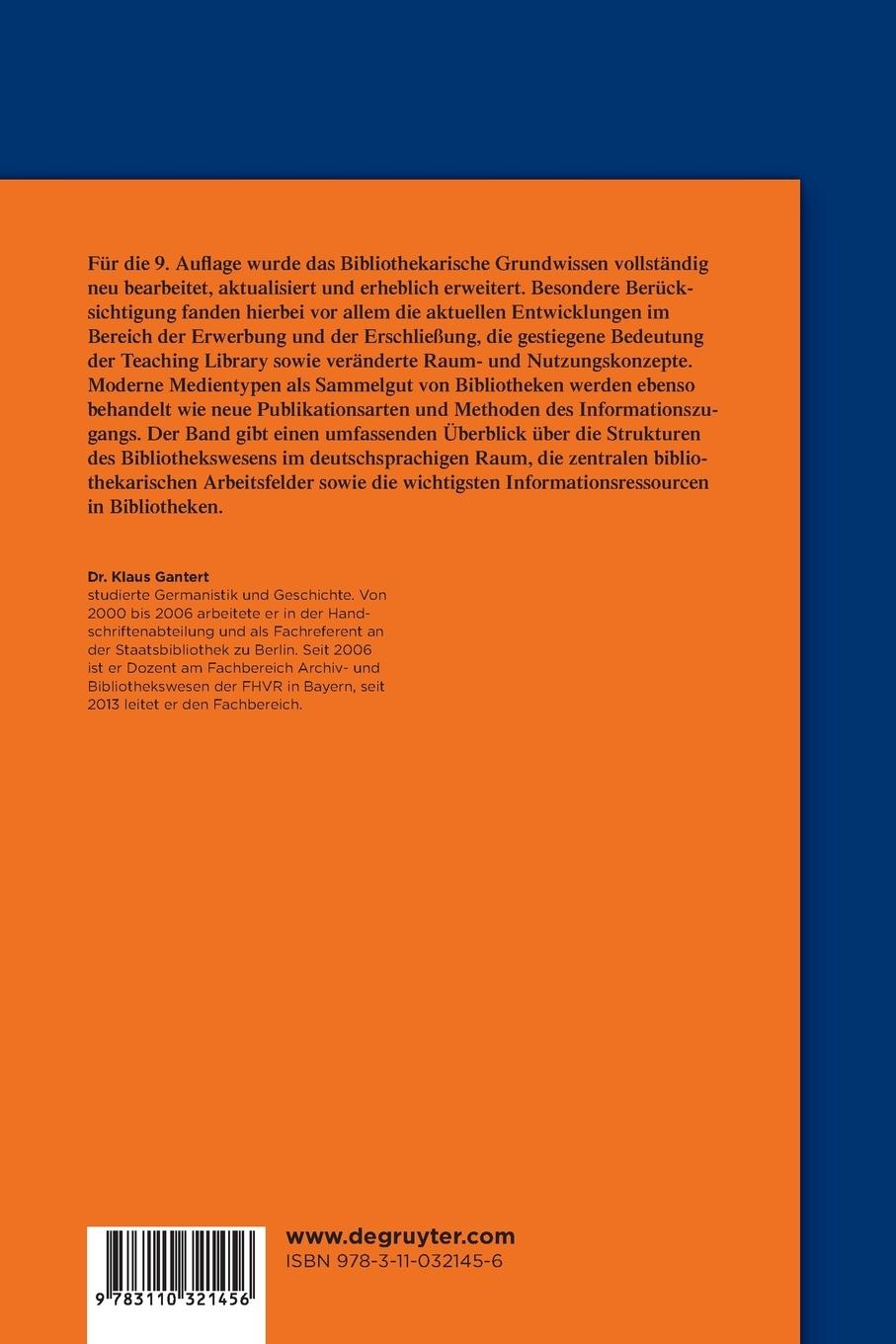 Rückseitencover Bibliothekarisches Grundwissen
