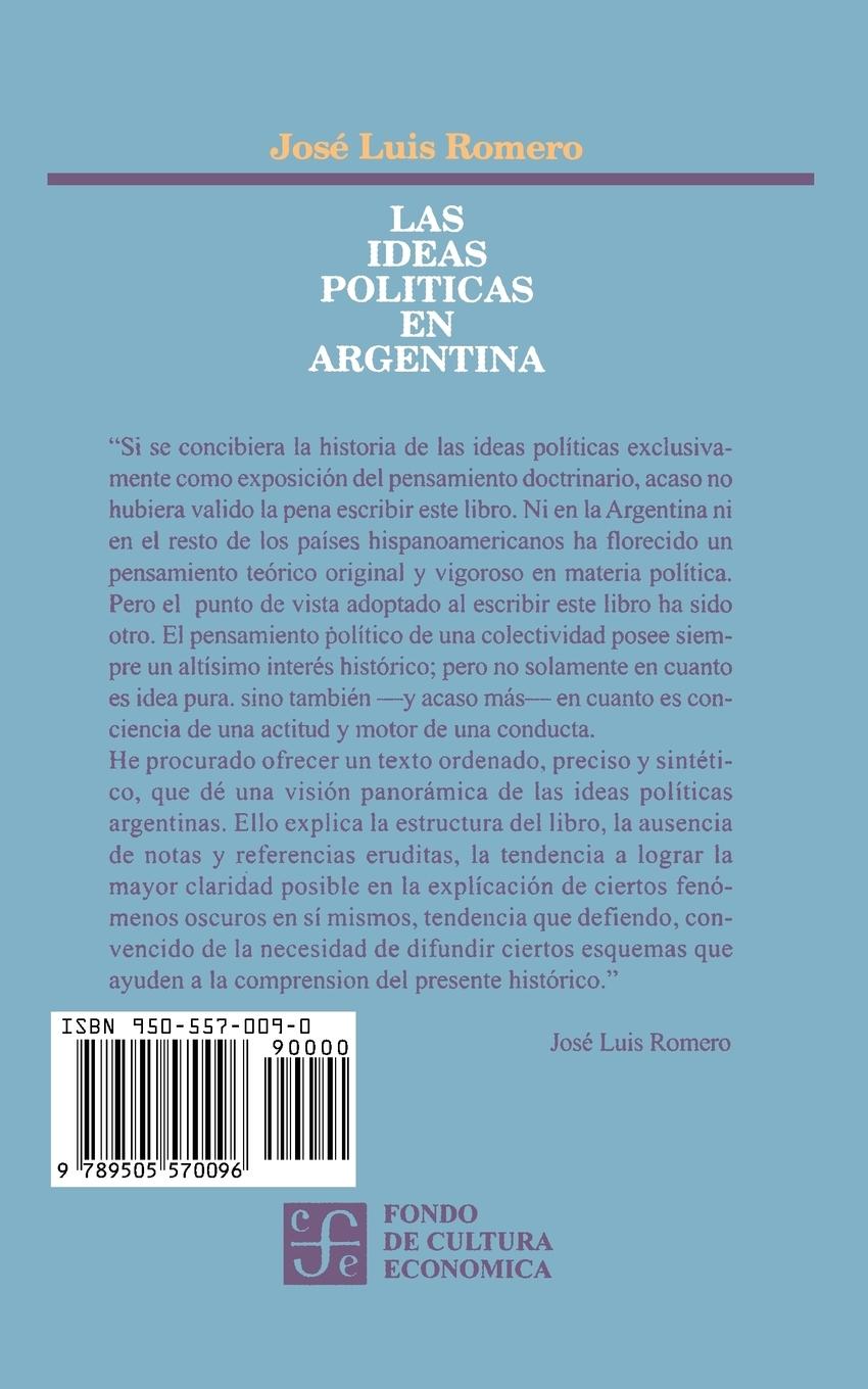 Rückseitencover Las Ideas Politicas En Argentina