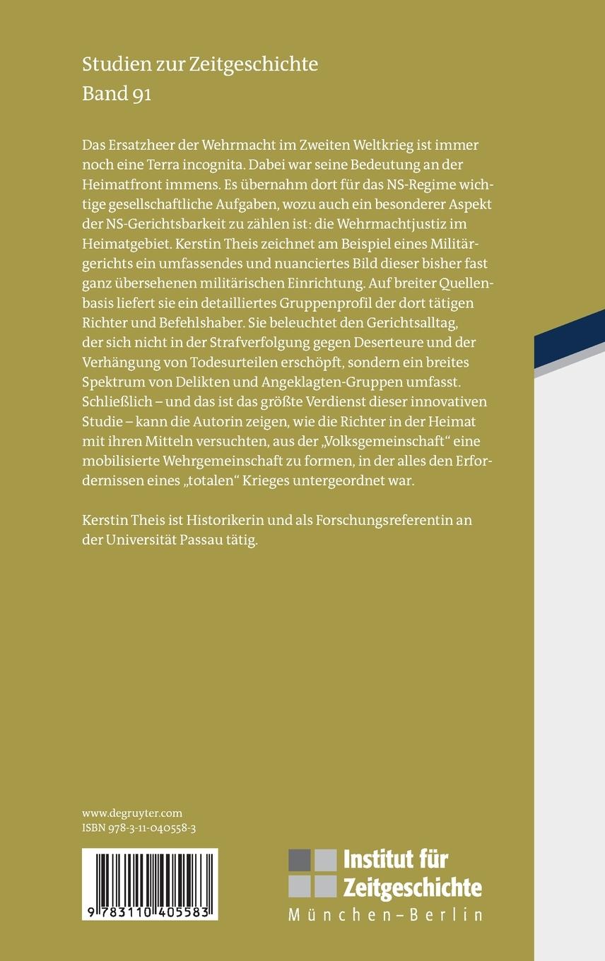Rückseitencover Wehrmachtjustiz an der "Heimatfront"