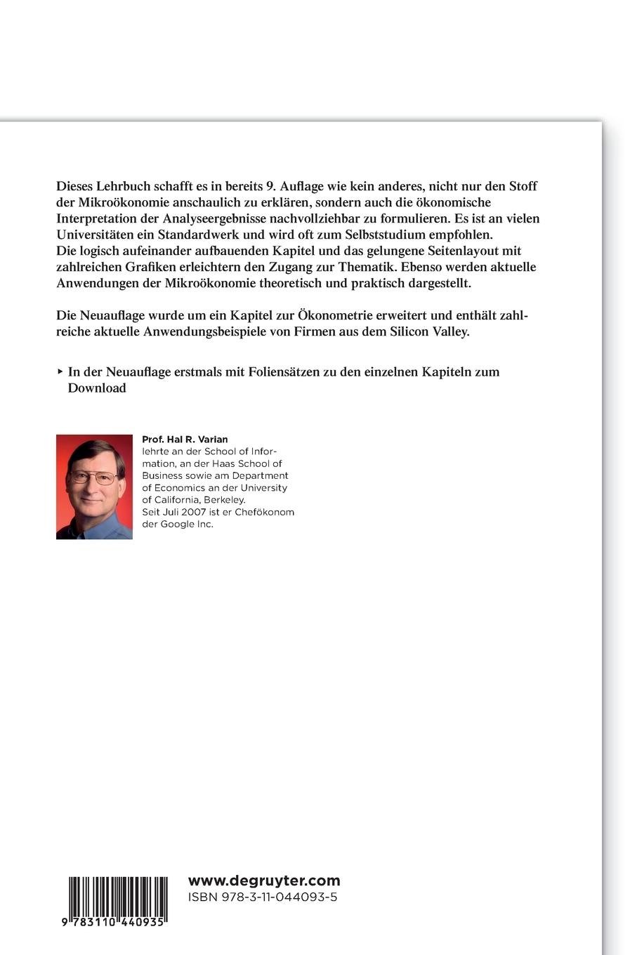 Rückseitencover Grundzüge der Mikroökonomik