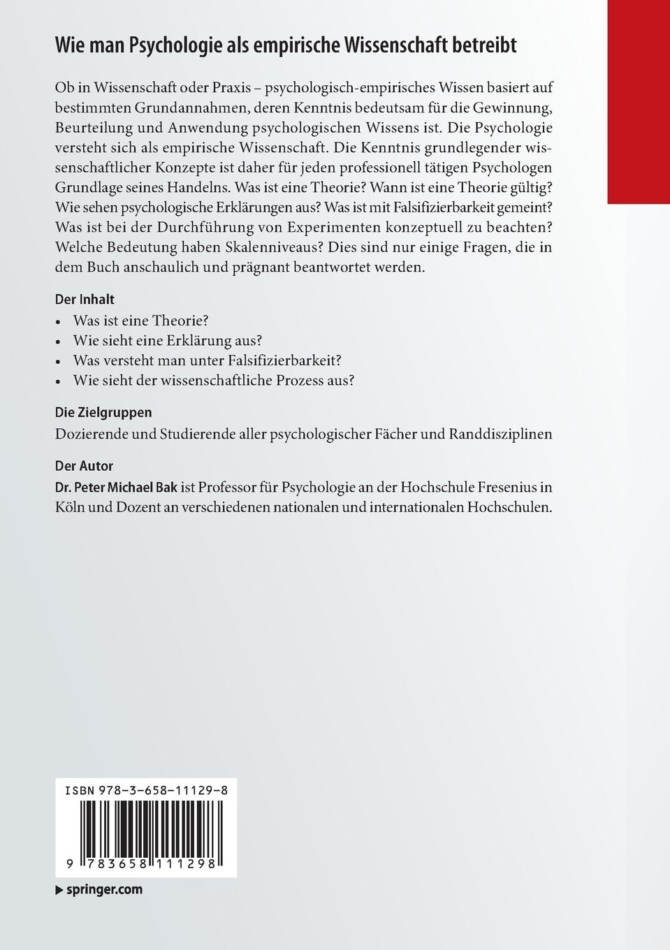 Rückseitencover Wie man Psychologie als empirische Wissenschaft betreibt