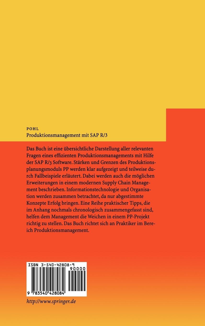 Rückseitencover Produktionsmanagement mit SAP R/3