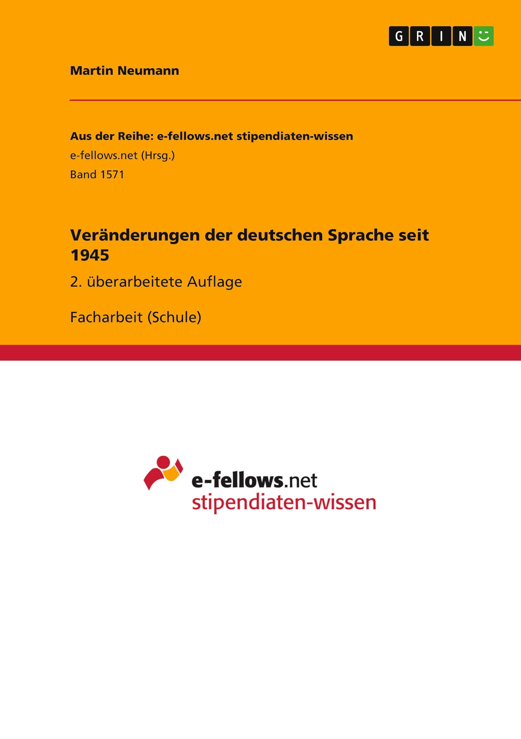 Vorderes Coverbild Veränderungen der deutschen Sprache seit 1945