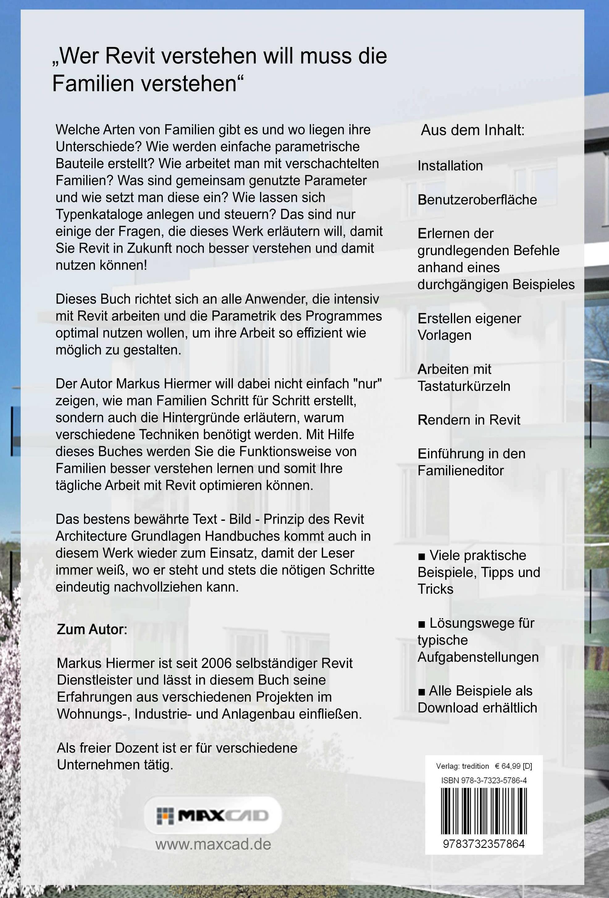 Rückseitencover Revit Familieneditor 2016