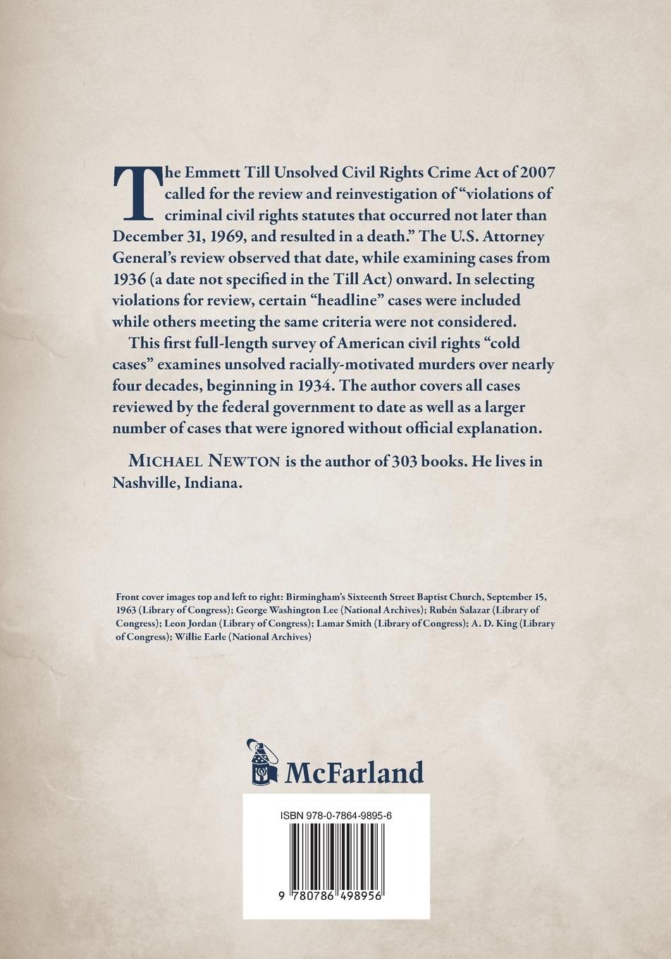 Rückseitencover Unsolved Civil Rights Murder Cases, 1934-1970