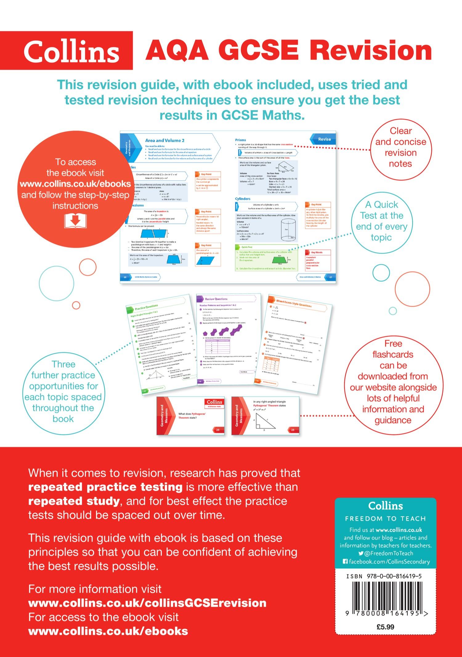 Rückseitencover Collins GCSE Revision and Practice - New 2015 Curriculum - Aqa GCSE Maths Foundation Tier: Revision Guide