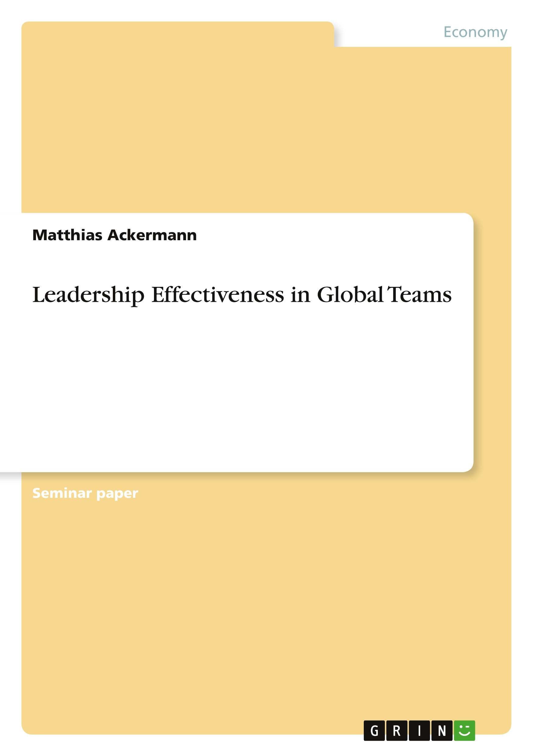 Vorderes Coverbild Leadership Effectiveness in Global Teams