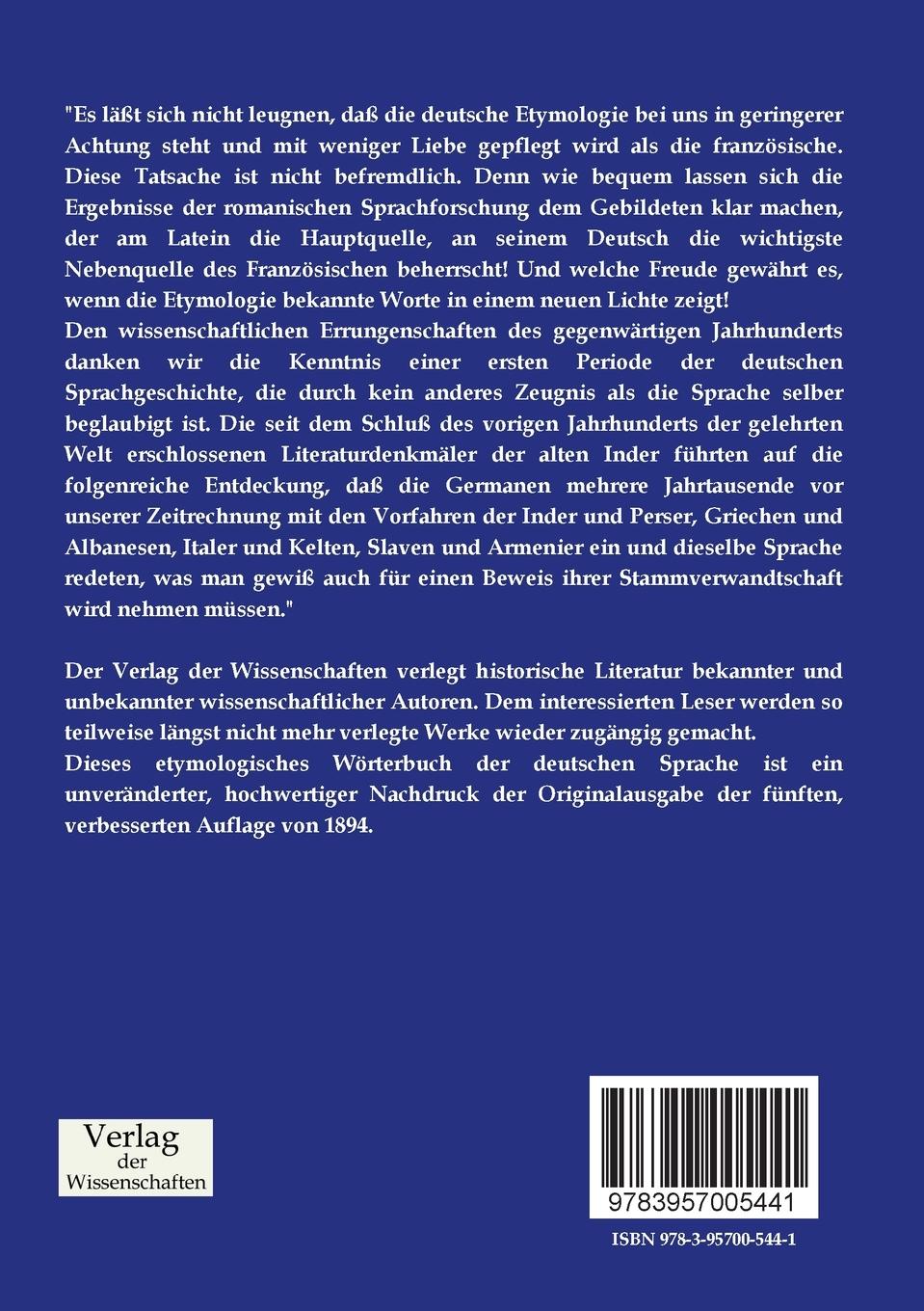 Rückseitencover Etymologisches Wörterbuch der deutschen Sprache