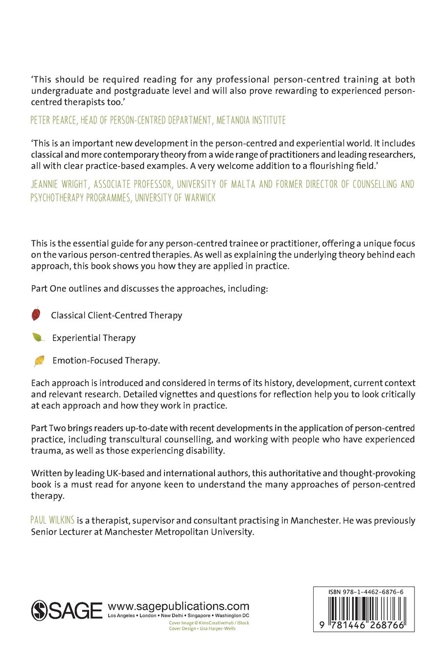 Rückseitencover Person-centred and Experiential Therapies