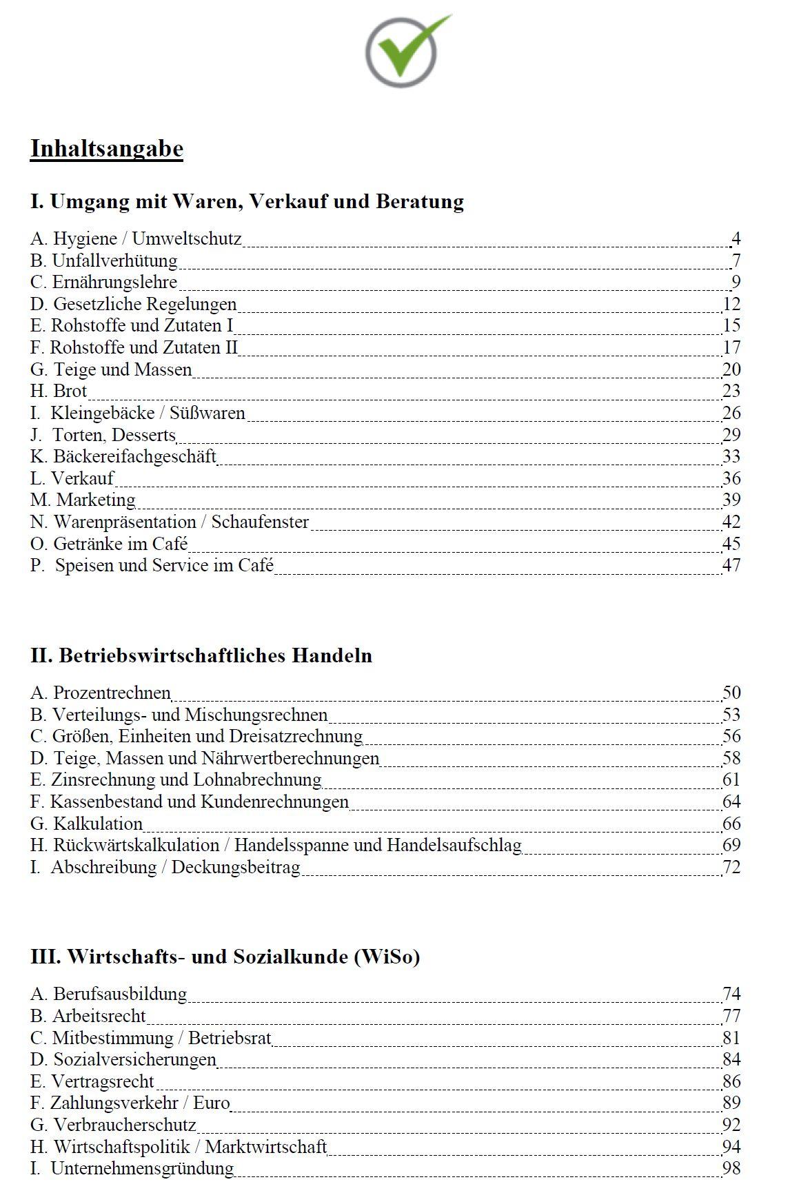Beispielinhalt (Bild) Top-Prüfung Fachverkäufer/in im Lebensmittelhandwerk - Schwerpunkt Bäckerei / Konditorei