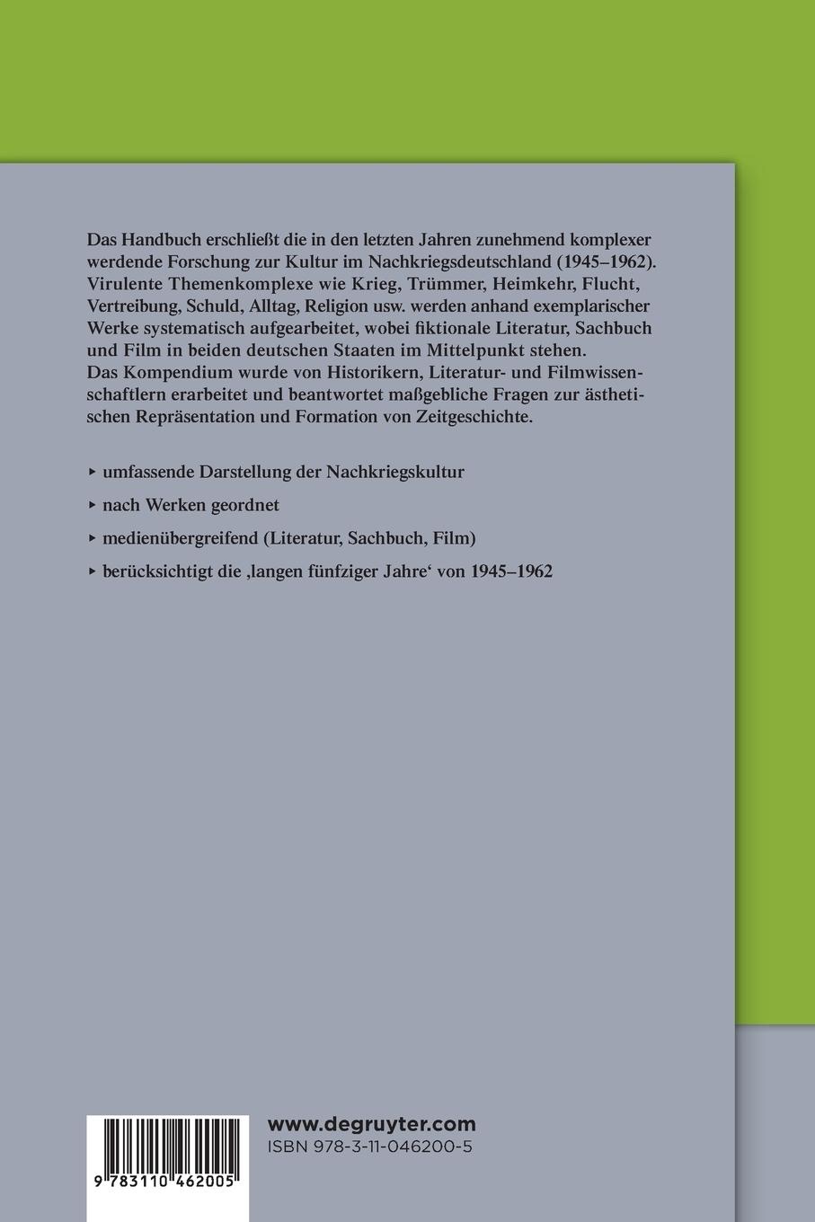 Rückseitencover Handbuch Nachkriegskultur