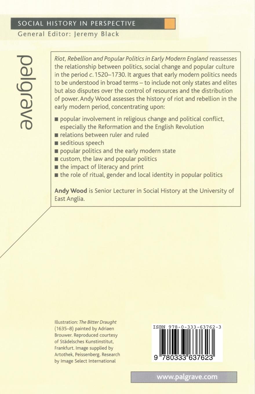Rückseitencover Riot, Rebellion and Popular Politics in Early Modern England