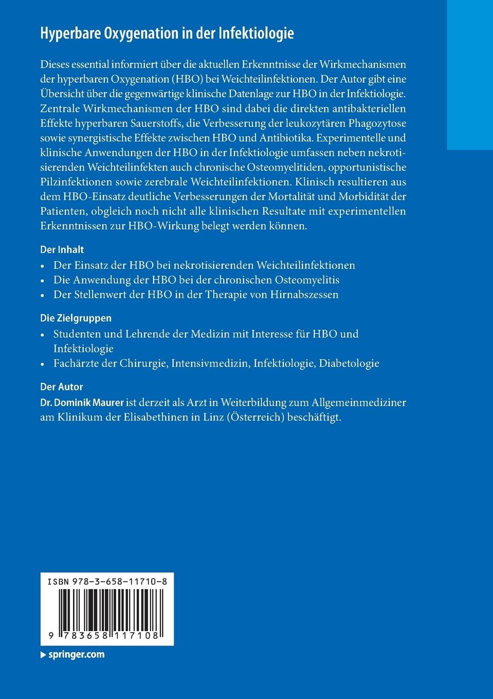 Rückseitencover Hyperbare Oxygenation in der Infektiologie