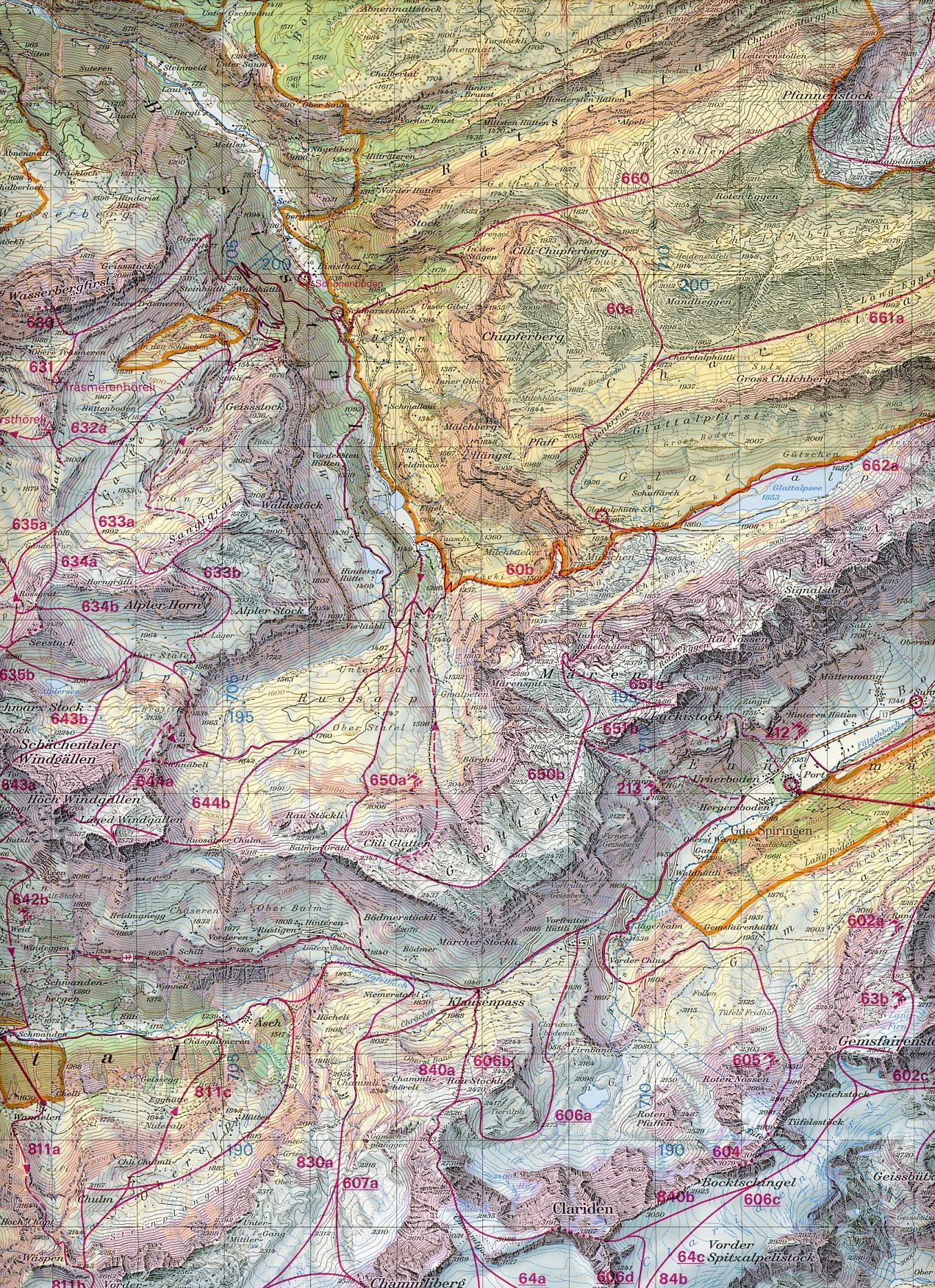 Beispielinhalt (Bild) Swisstopo 1 : 50 000 Klausenpass