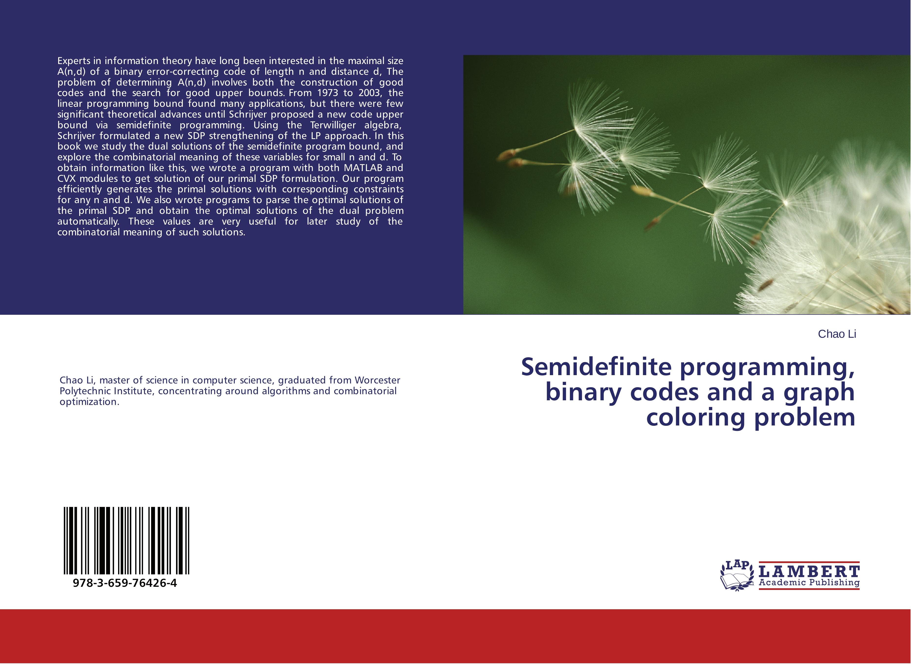 Vorderes Coverbild Semidefinite programming, binary codes and a graph coloring problem