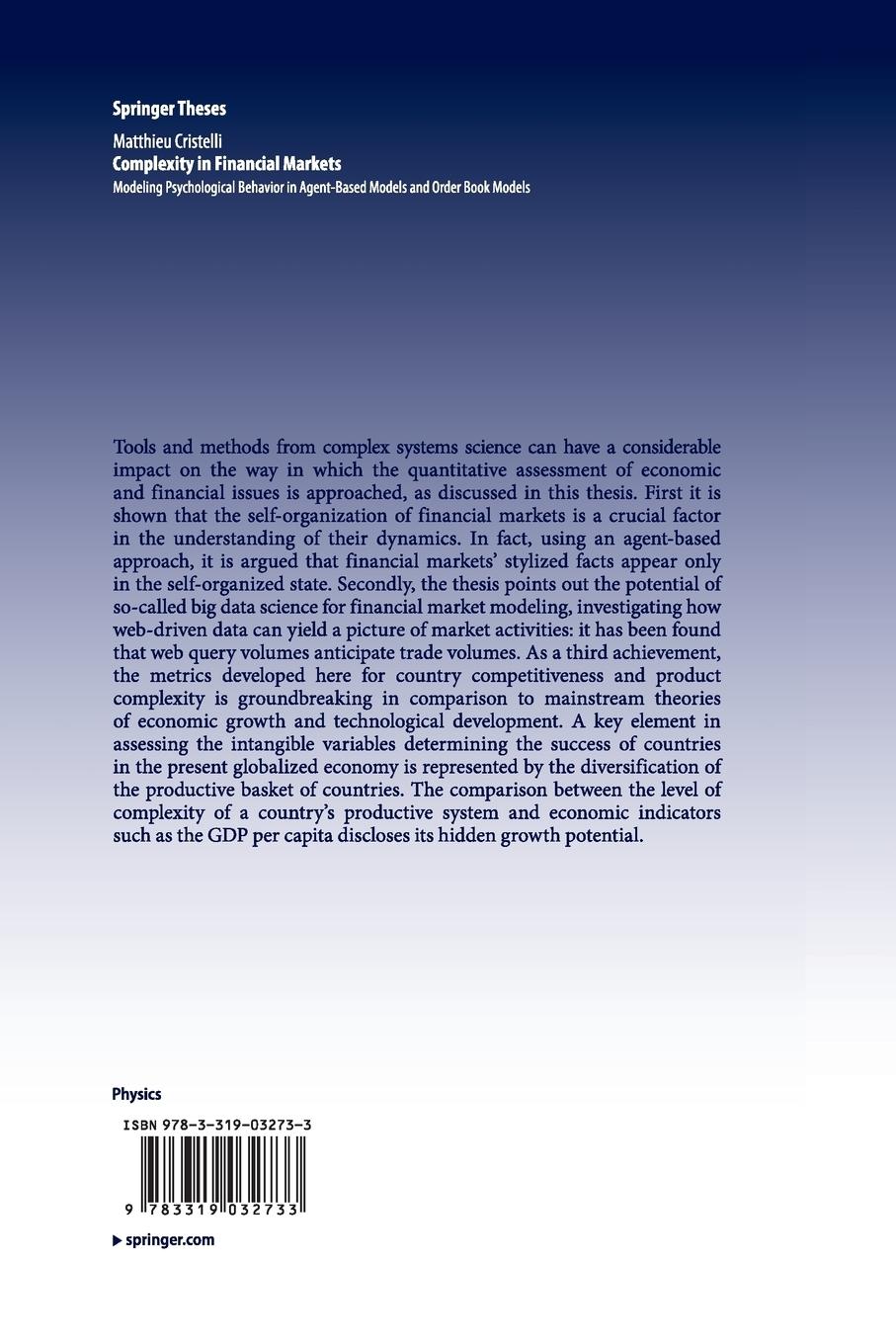Rückseitencover Complexity in Financial Markets