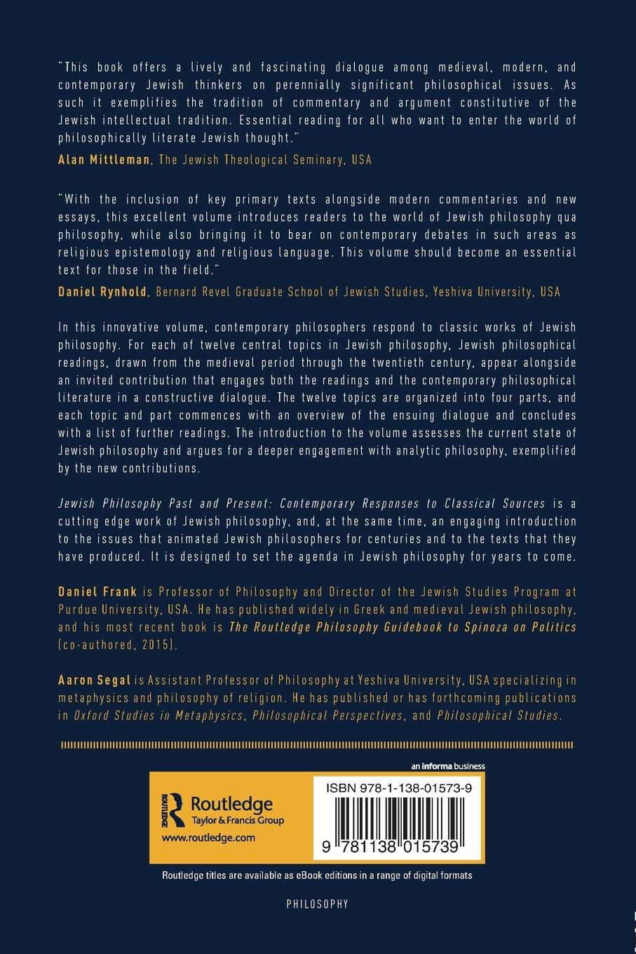 Rückseitencover Jewish Philosophy Past and Present