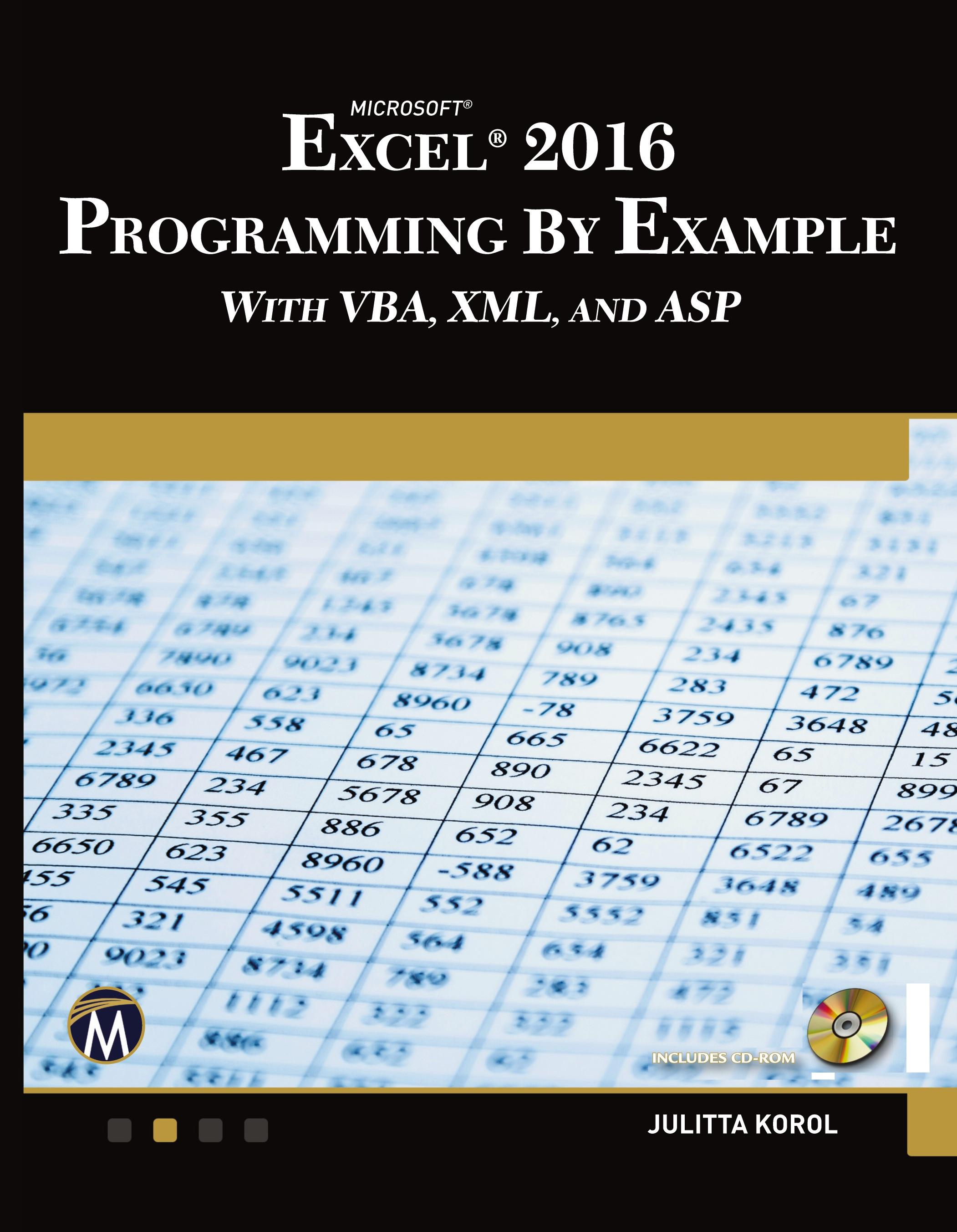 Vorderes Coverbild Microsoft Excel 2016 Programming by Example with VBA, XML, and ASP