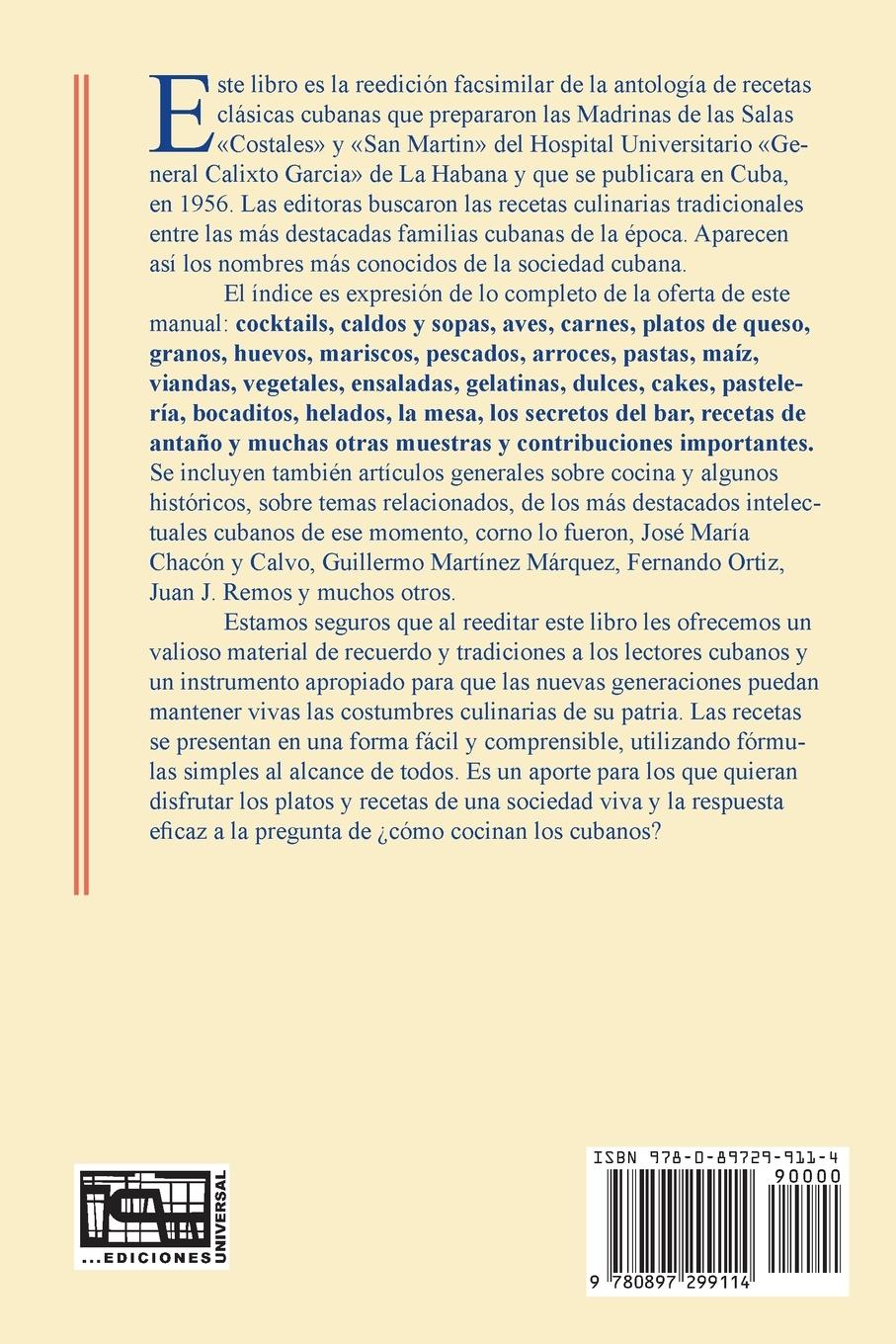 Rückseitencover GUSTA USTED ¿Cómo cocinan los cubanos?