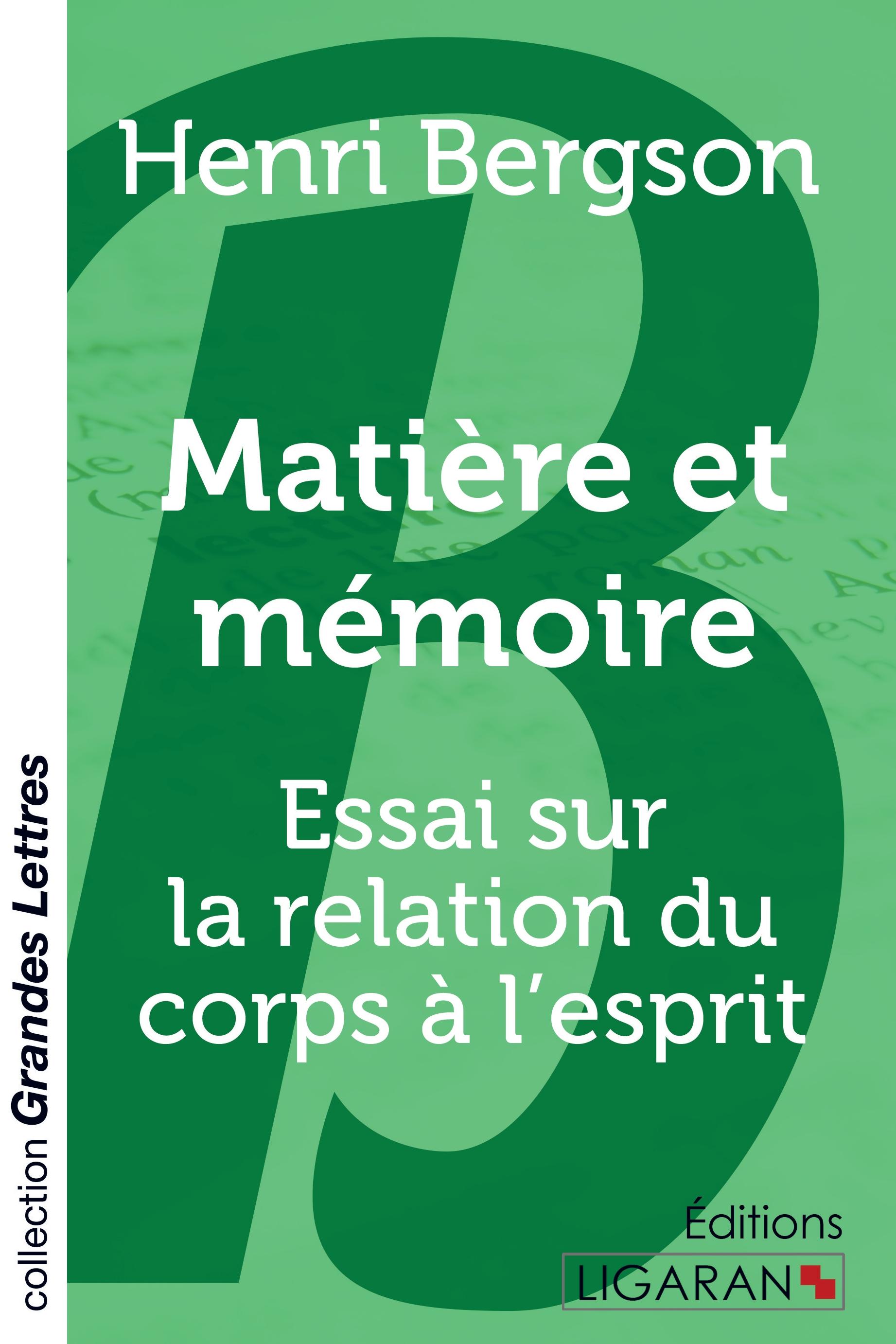 Vorderes Coverbild Matière et mémoire (grands caractères)