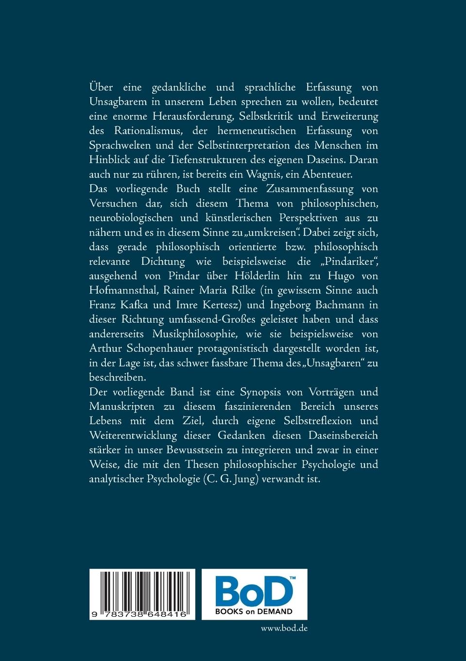 Rückseitencover Sagen des Unsagbaren