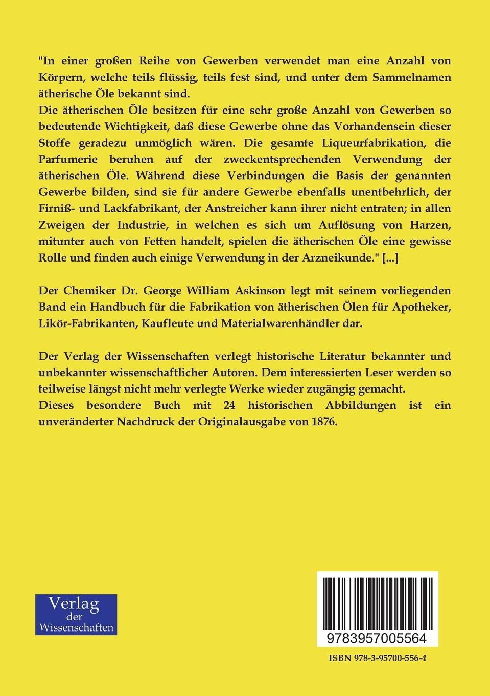 Rückseitencover Die Fabrikation der ätherischen Öle