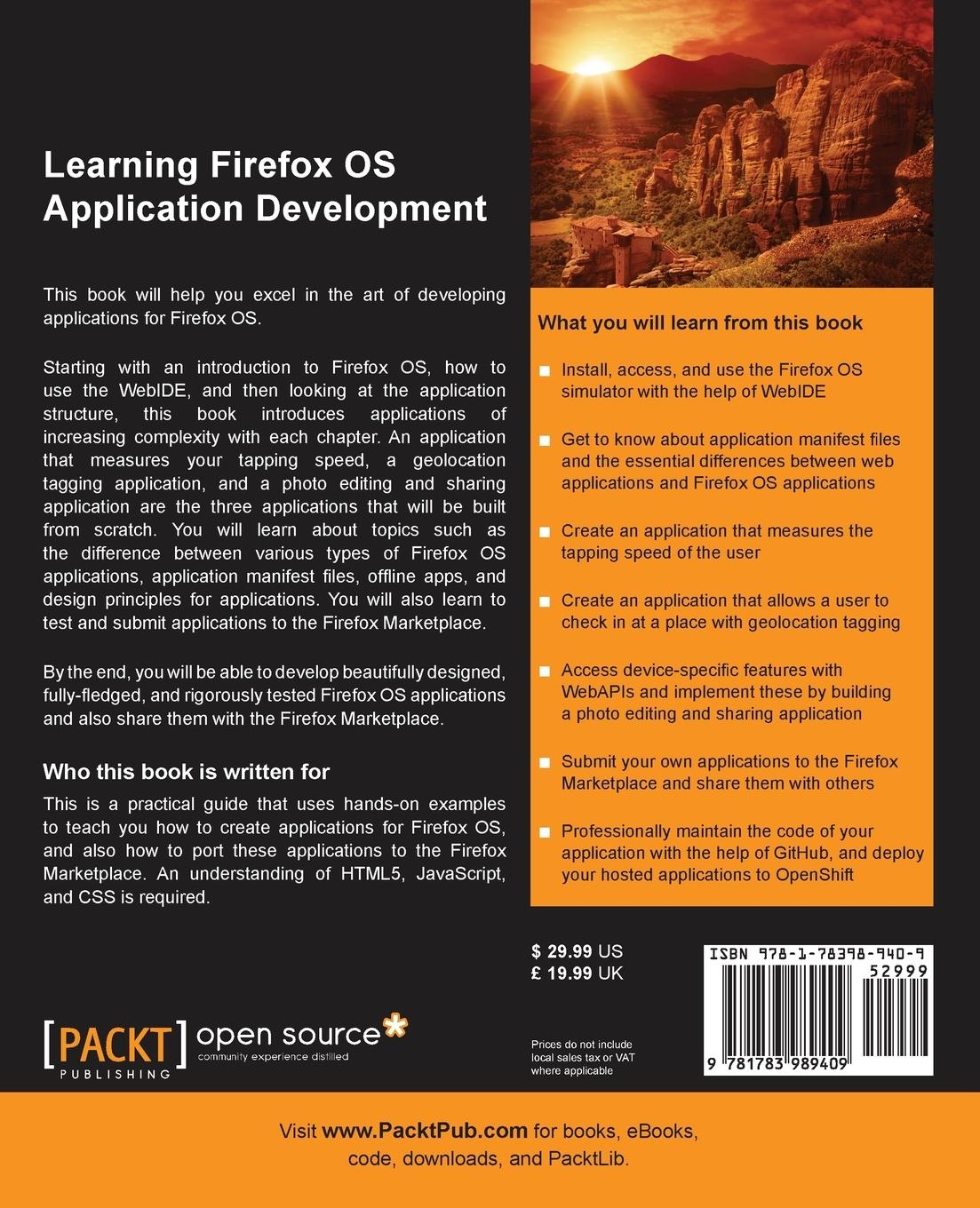 Rückseitencover Learning Firefox OS Application Development